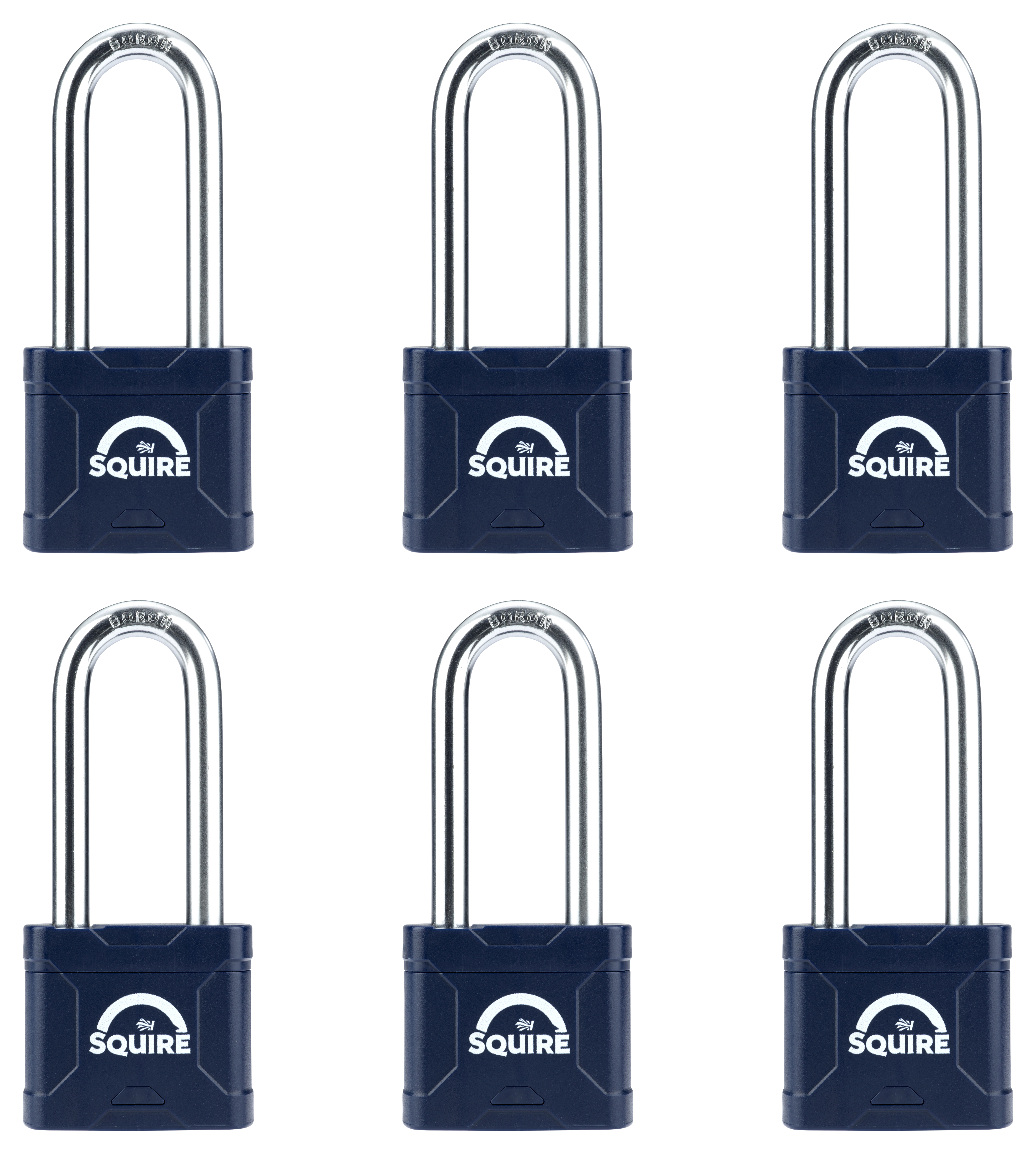 Squire Extra Long Boron Shackle Laminated Keyed Alike Padlock - 45mm - Pack of 6