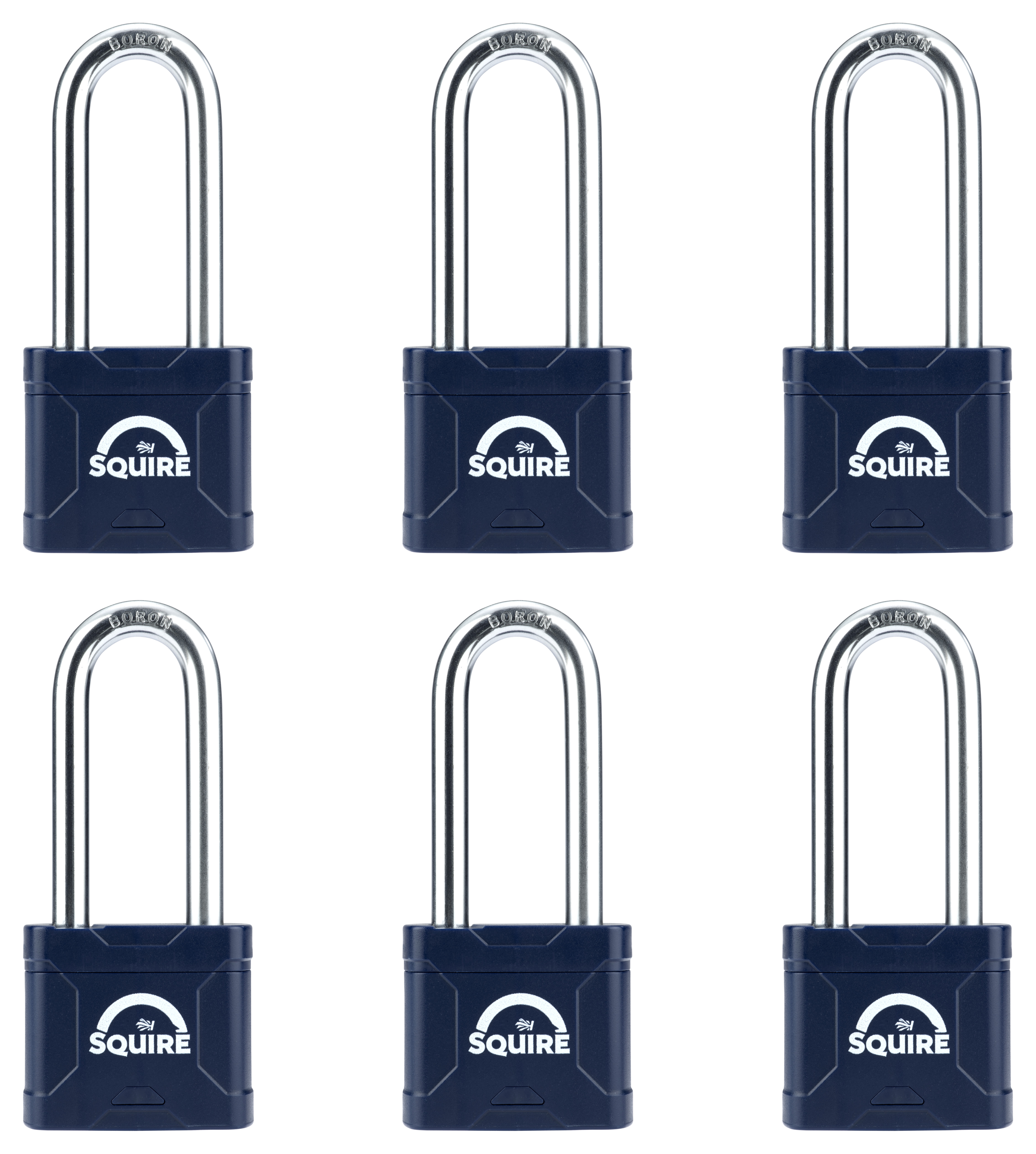 Squire Extra Long Boron Shackle Laminated Keyed Alike Padlock - 45mm - Pack of 6