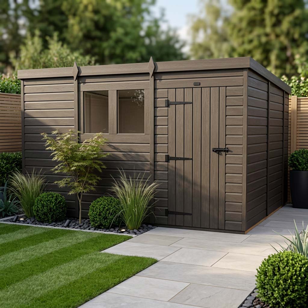 DIY Sheds Pent Roof Composite Garden Shed - 11ft x 10ft