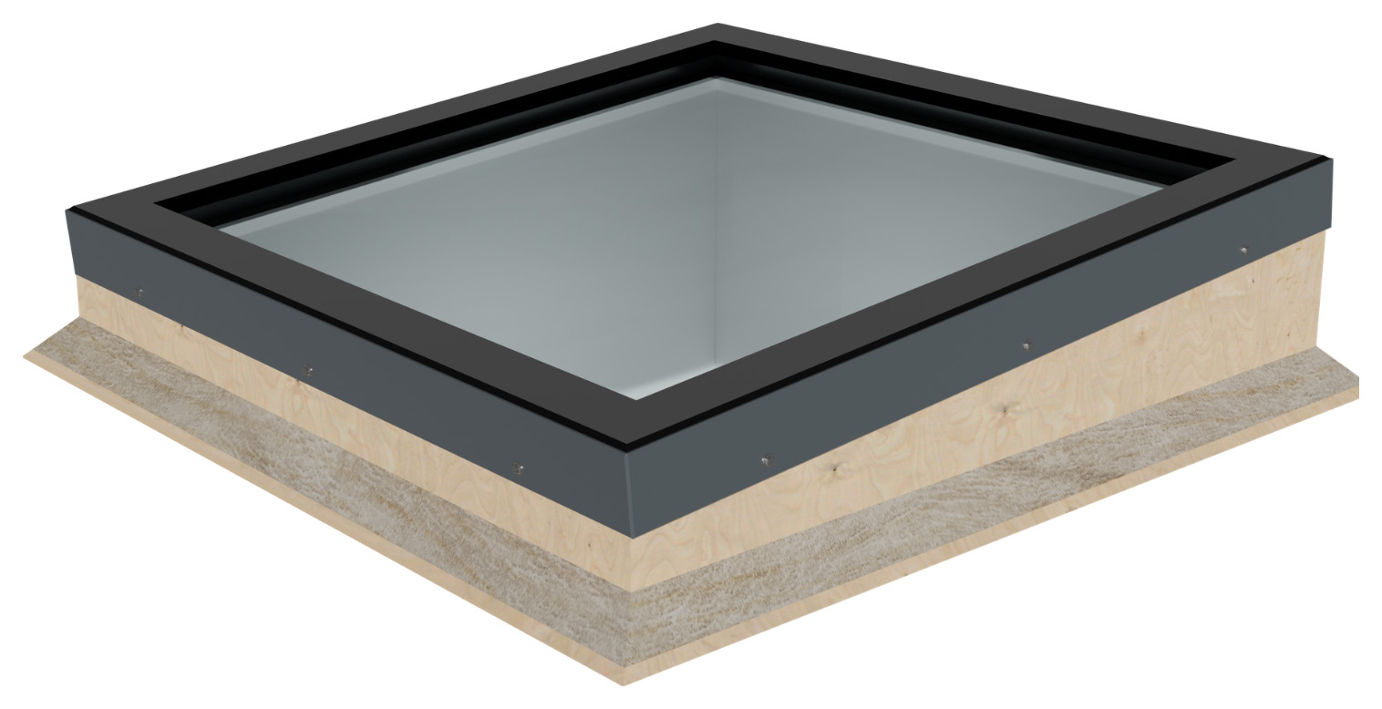 Keylite Em.Glaze Resi Fixed Flat Glass Rooflight With Timber Sloping Kerb