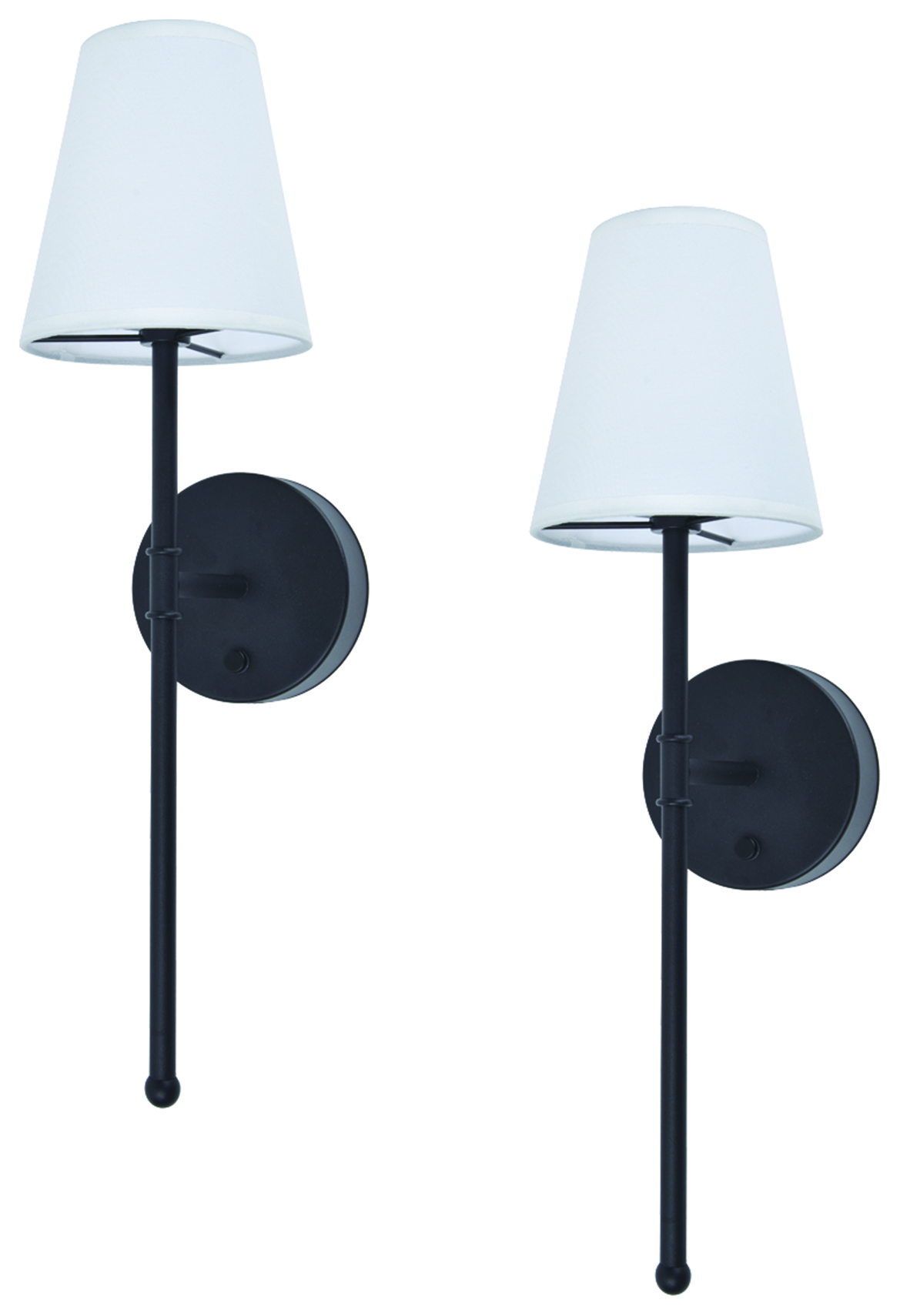 Ume Ip20 Rechargeable Led Black Wall Light With Tapered Shade - Pack Of 2