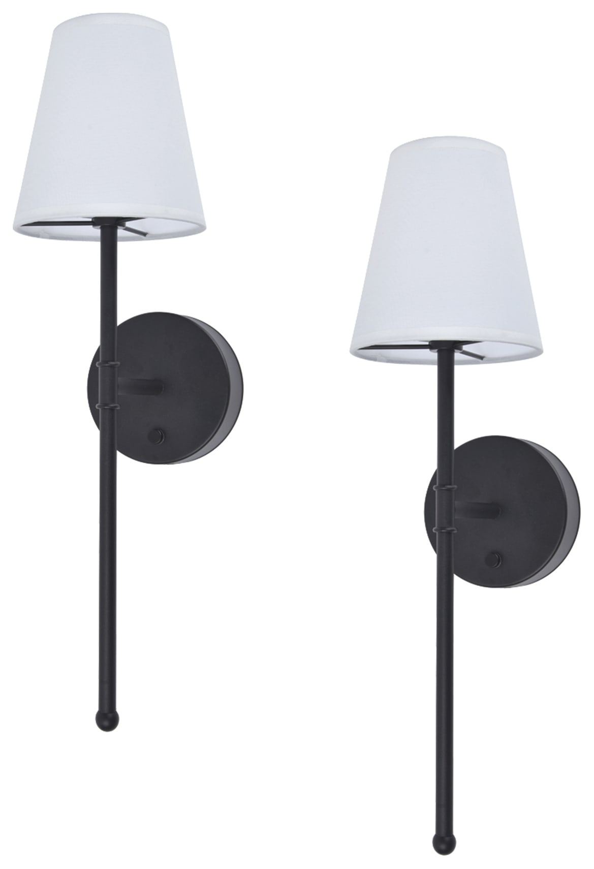 UME IP20 Rechargeable LED Black Wall Light With Tapered Shade - Pack of 2