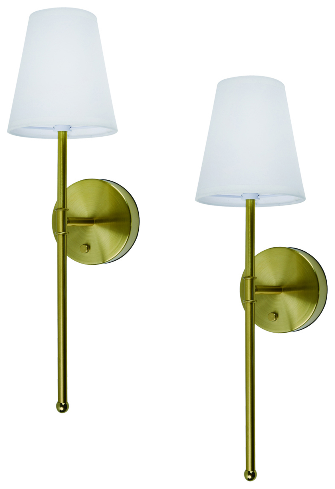 Ume Ip20 Rechargeable Led Gold Wall Light With Tapered Shade - Pack Of 2