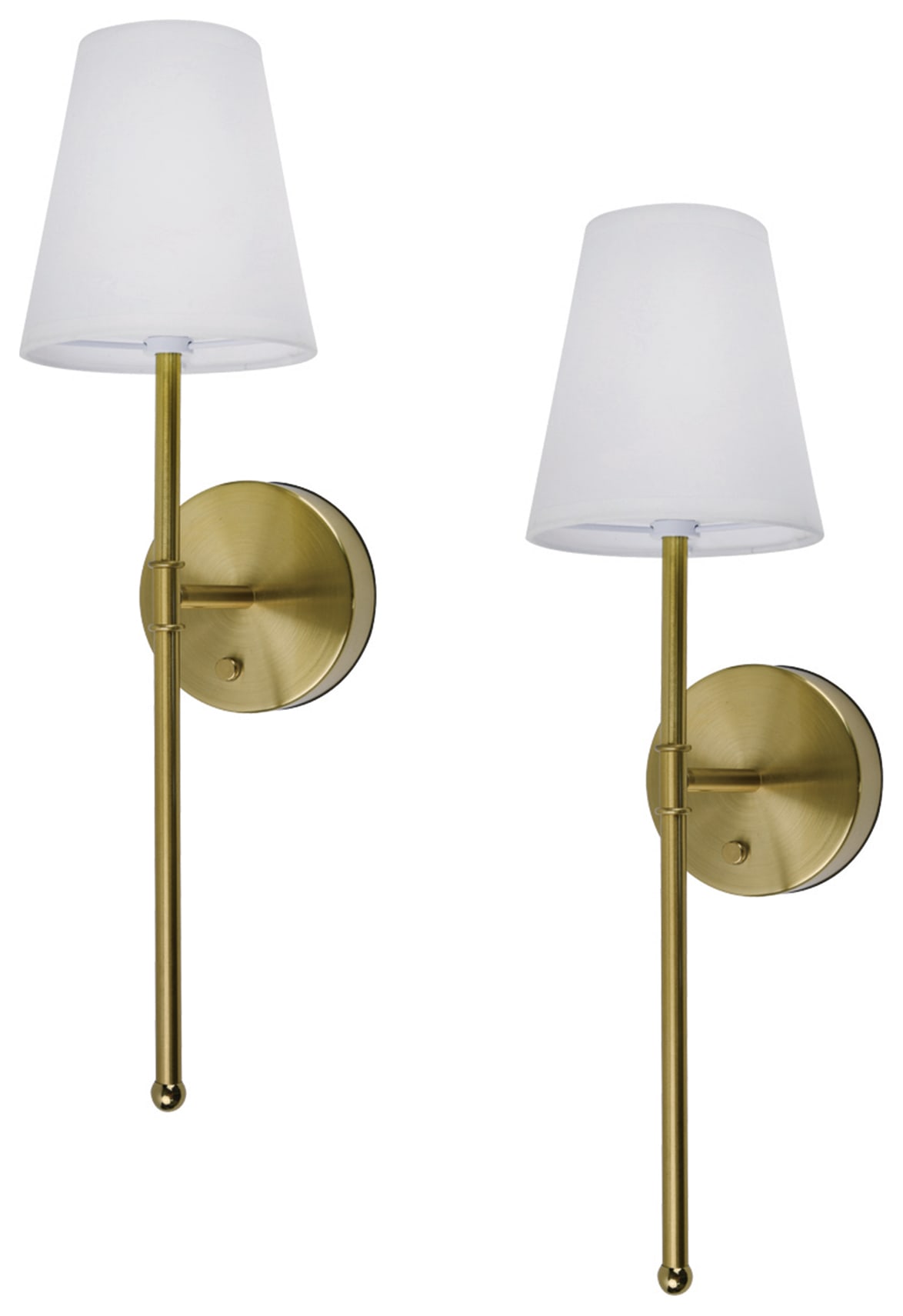 UME IP20 Rechargeable LED Gold Wall Light With Tapered Shade - Pack of 2