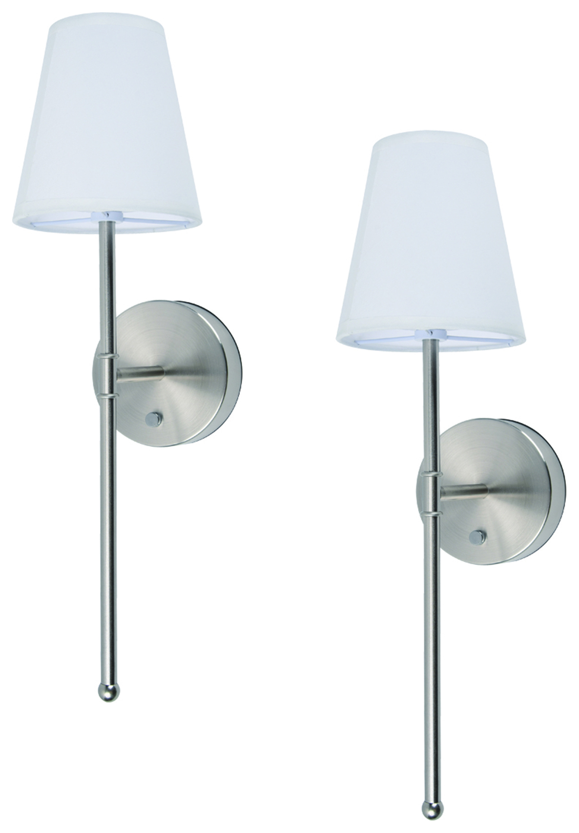 Ume Ip20 Rechargeable Led Silver Wall Light With Tapered Shade - Pack Of 2