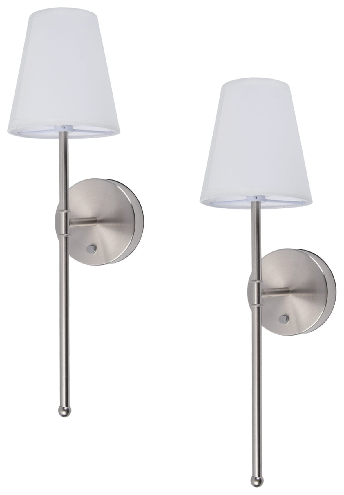 UME IP20 Rechargeable LED Silver Wall Light With Tapered Shade - Pack of 2