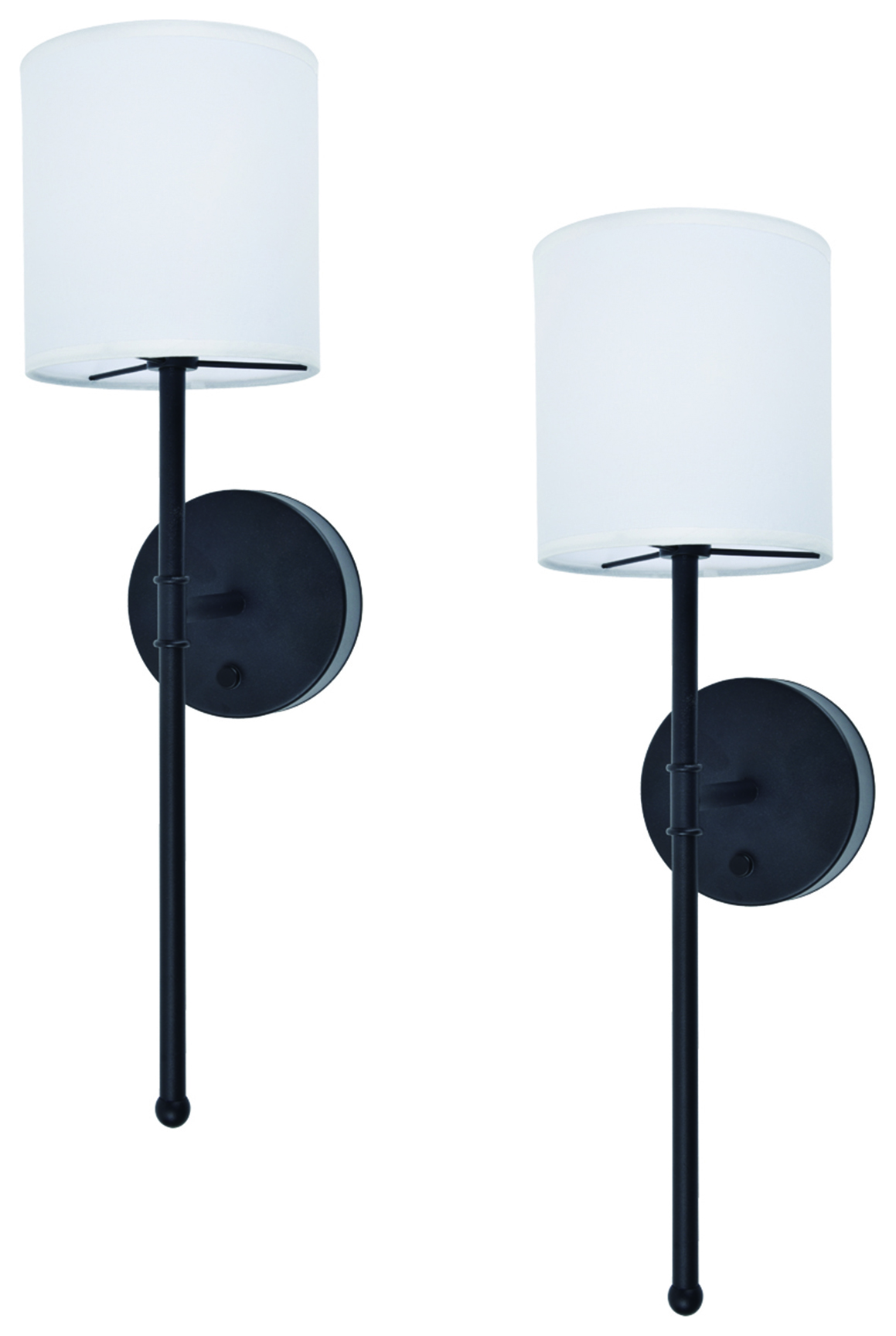Ume Ip20 Rechargeable Led Black Wall Light With Drum Shade - Pack Of 2