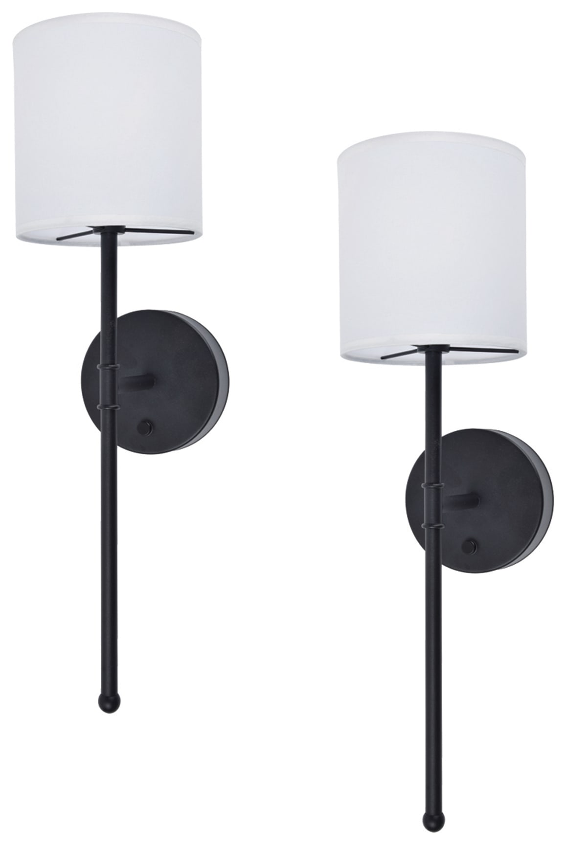 UME IP20 Rechargeable LED Black Wall Light With Drum Shade - Pack of 2