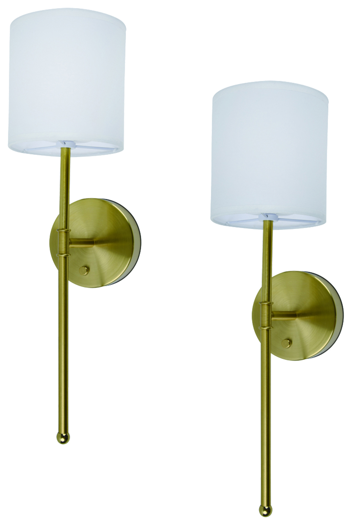 Ume Ip20 Rechargeable Led Gold Wall Light With Drum Shade - Pack Of 2