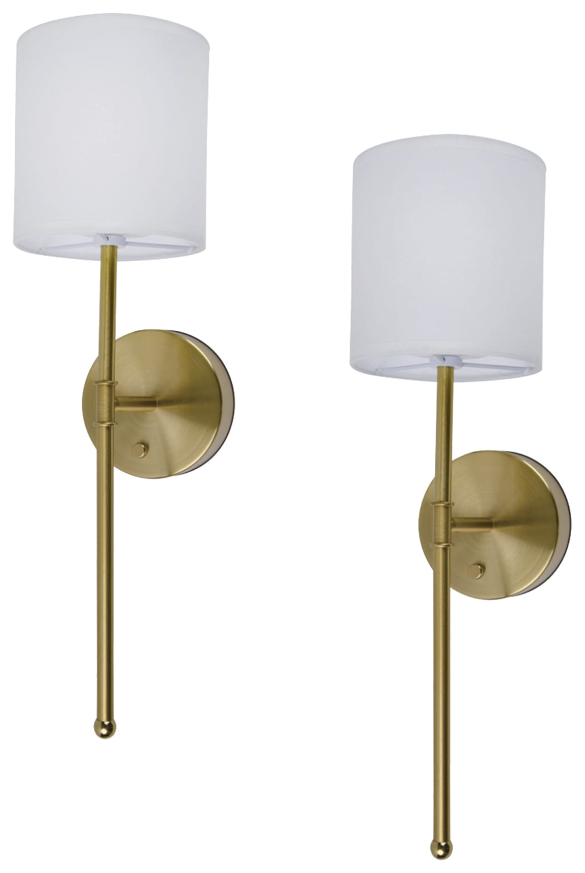 UME IP20 Rechargeable LED Gold Wall Light With Drum Shade - Pack of 2