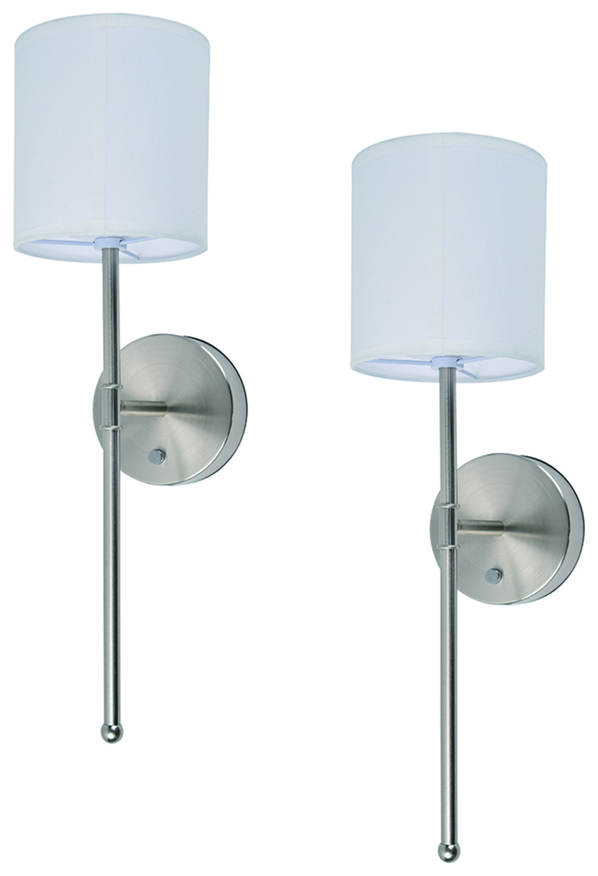 Ume Ip20 Rechargeable Led Silver Wall Light With Drum Shade - Pack Of 2