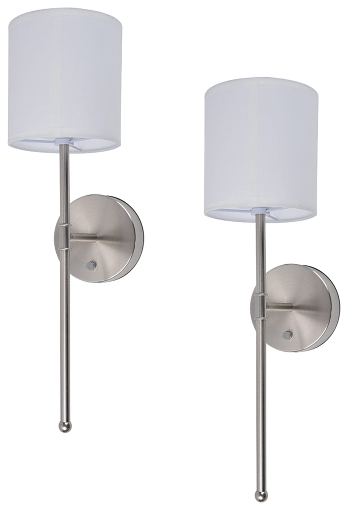 UME IP20 Rechargeable LED Silver Wall Light With Drum Shade - Pack of 2