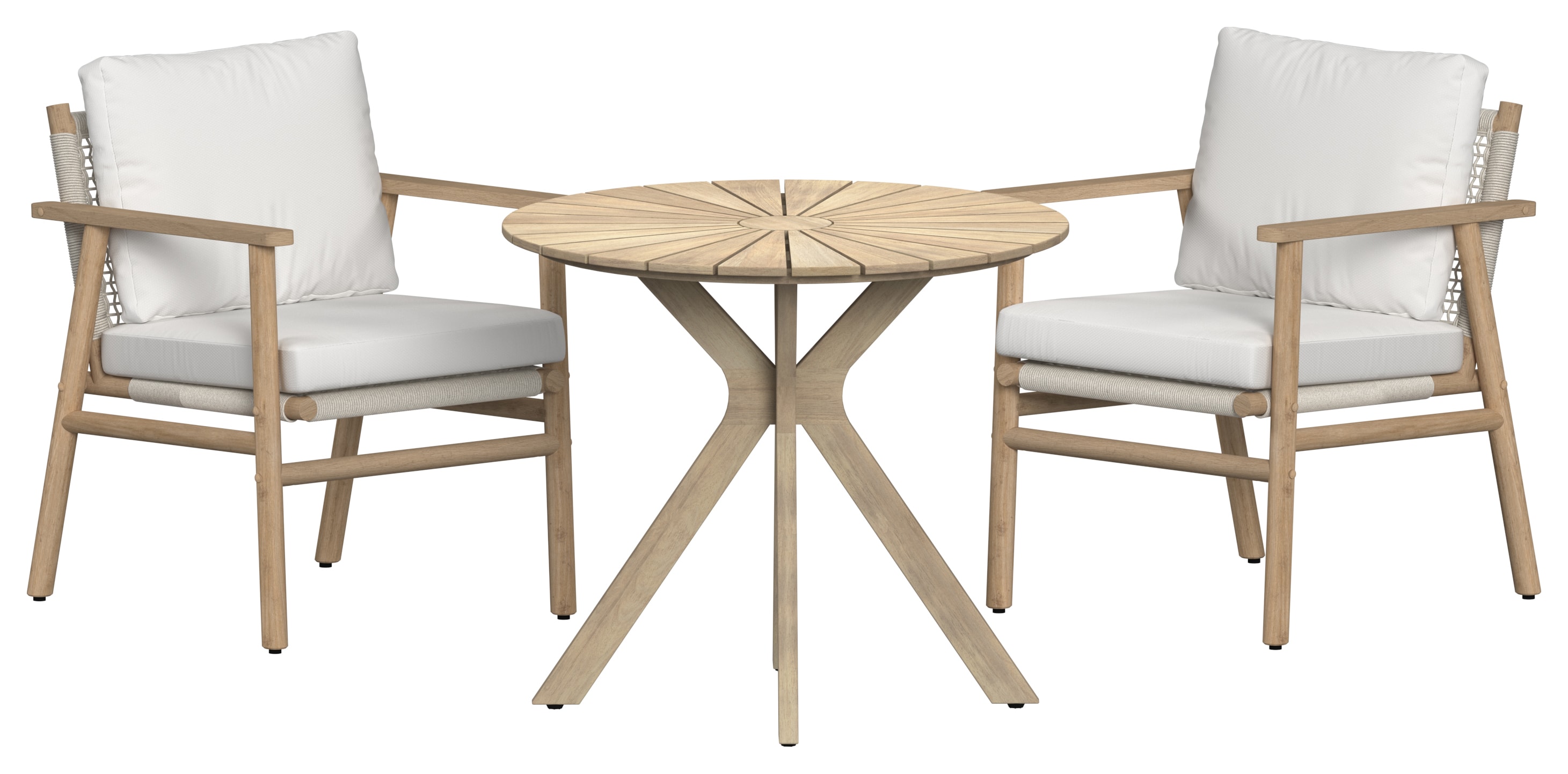 Charles Bentley Bistro Set Acacia and Weave with Cushions