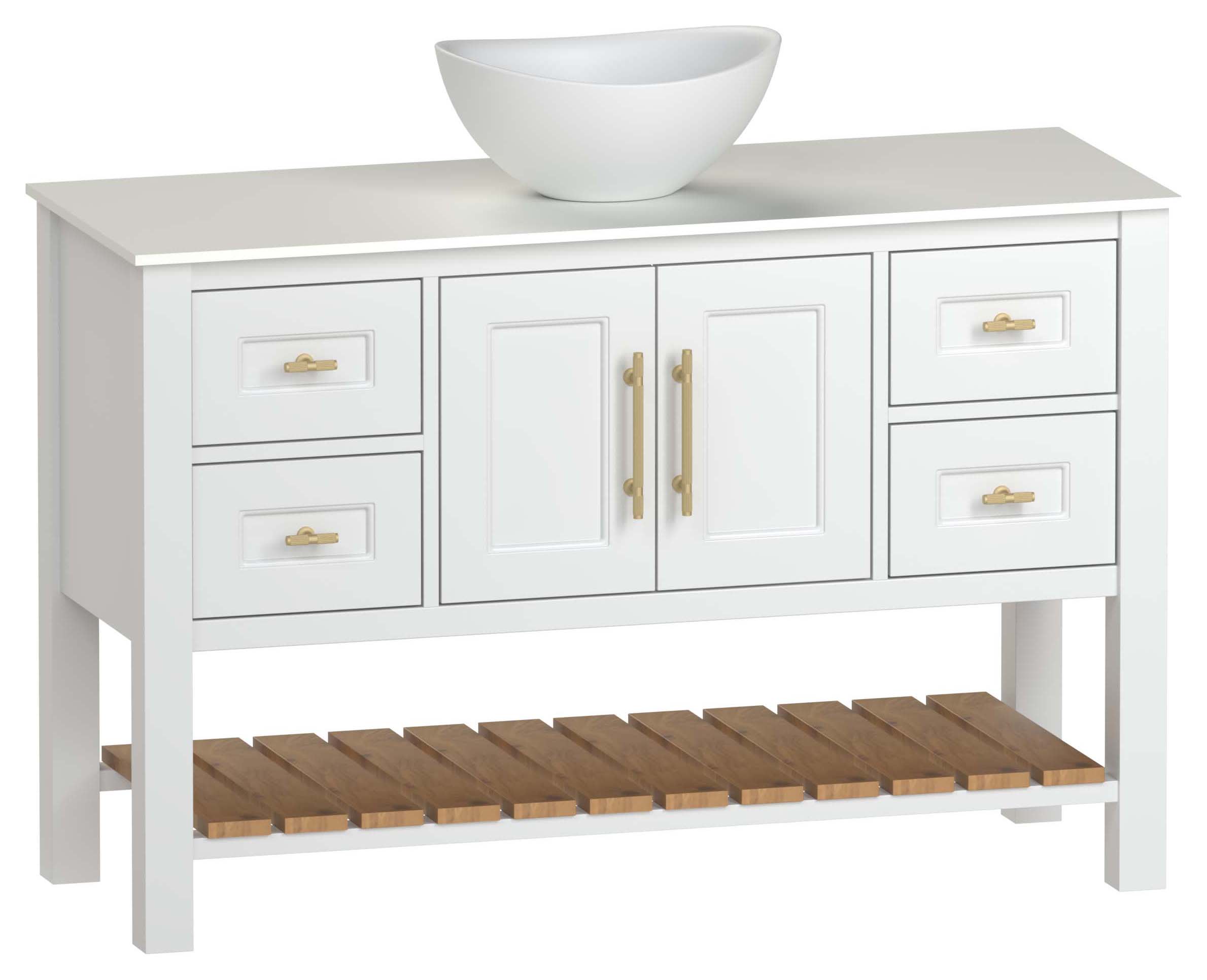 Duarti by Calypso Berkeley 1244mm Washstand Vanity in Heritage White c/w Lace White Worktop & Denton Sit-on Basin
