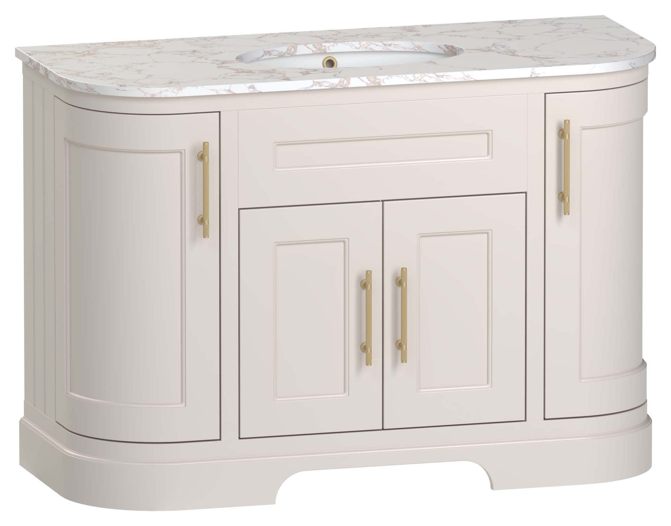 Duarti by Calypso Berkeley 1240mm Double Curved Vanity in Sandstone c/w Alpine Stone