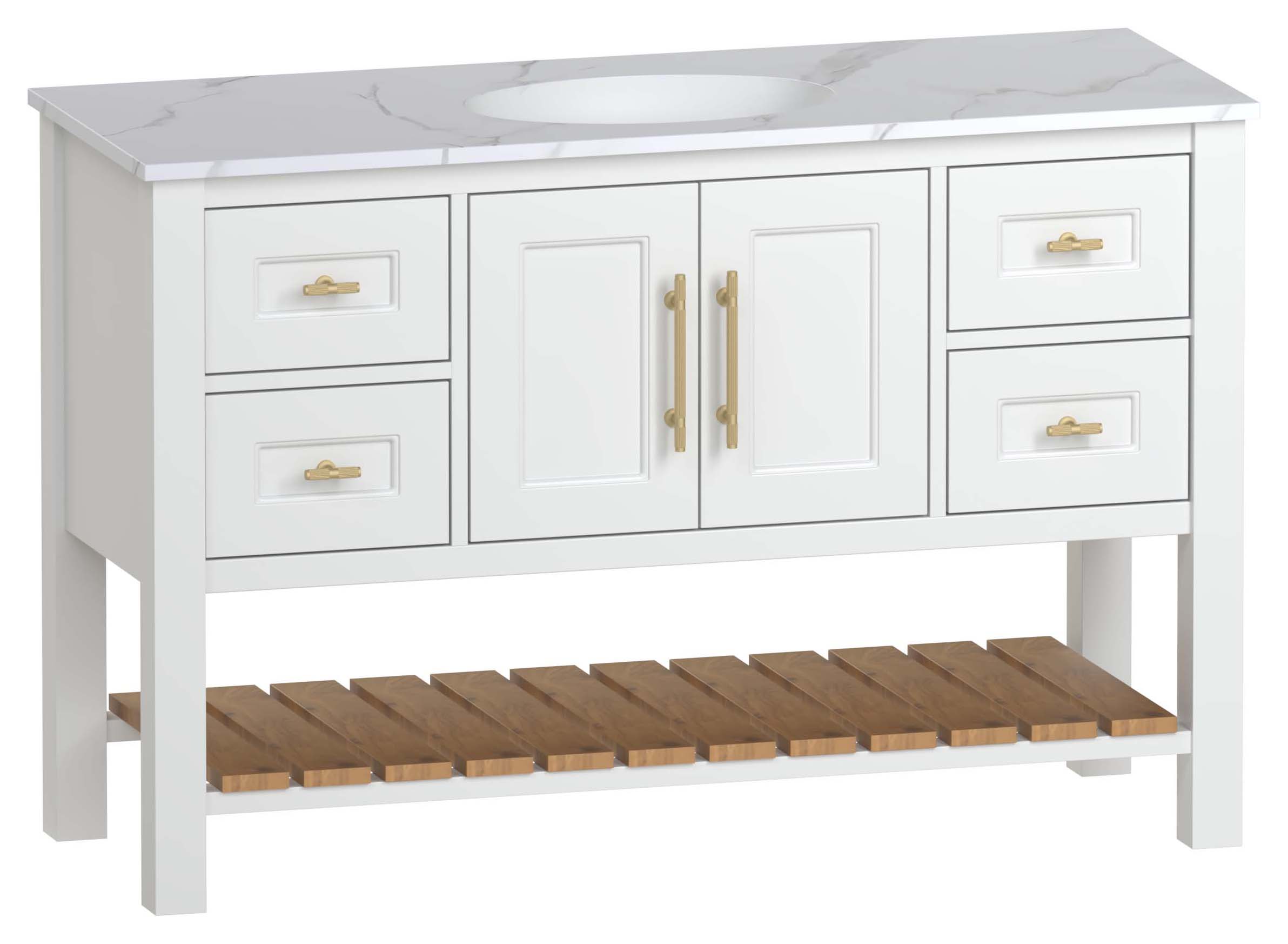 Duarti by Calypso Berkeley 1244mm Washstand Vanity in Heritage White c/w Macael White Worktop with Undermount Basin