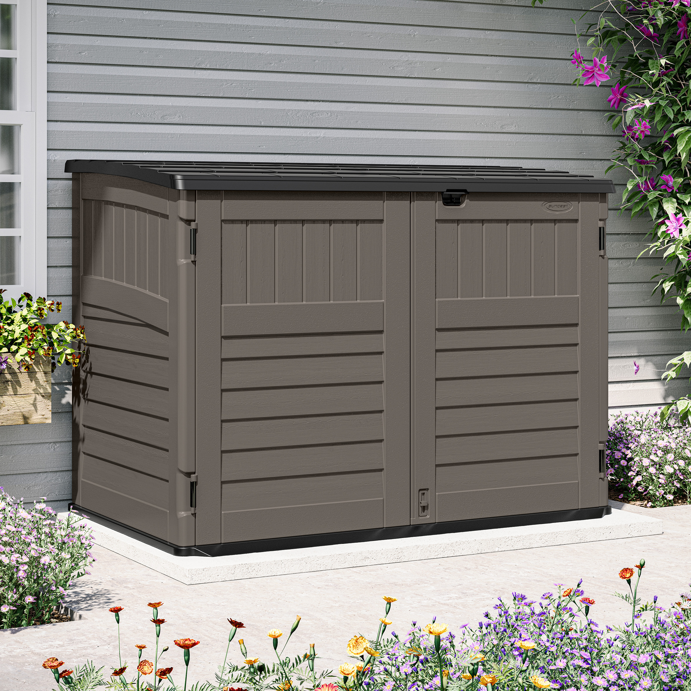 Suncast Stow-Away Stone Grey Large Store 1982L - With Assembly
