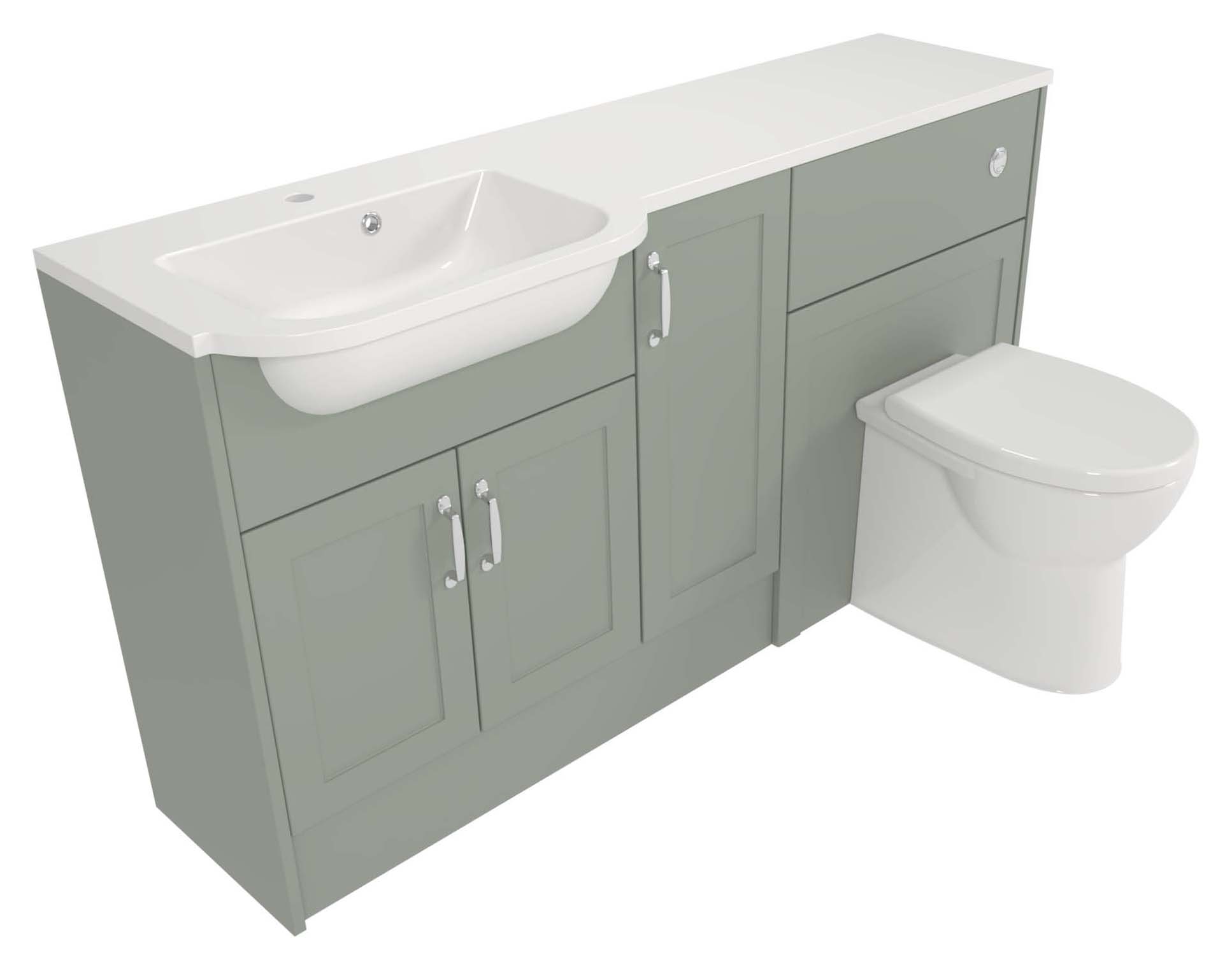 Deccado Padworth Willow Green Fitted Vanity & Toilet Pan Unit Combination with LH Basin -