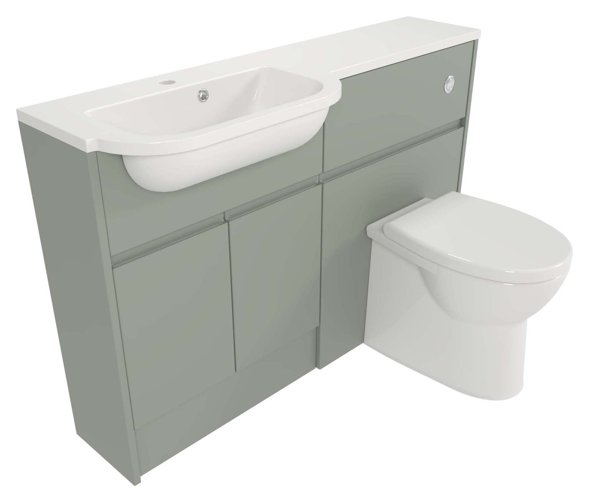 Deccado Clifton Willow Green Slimline Fitted Vanity & Toilet Pan Unit Combination with LH Basin - 1200mm