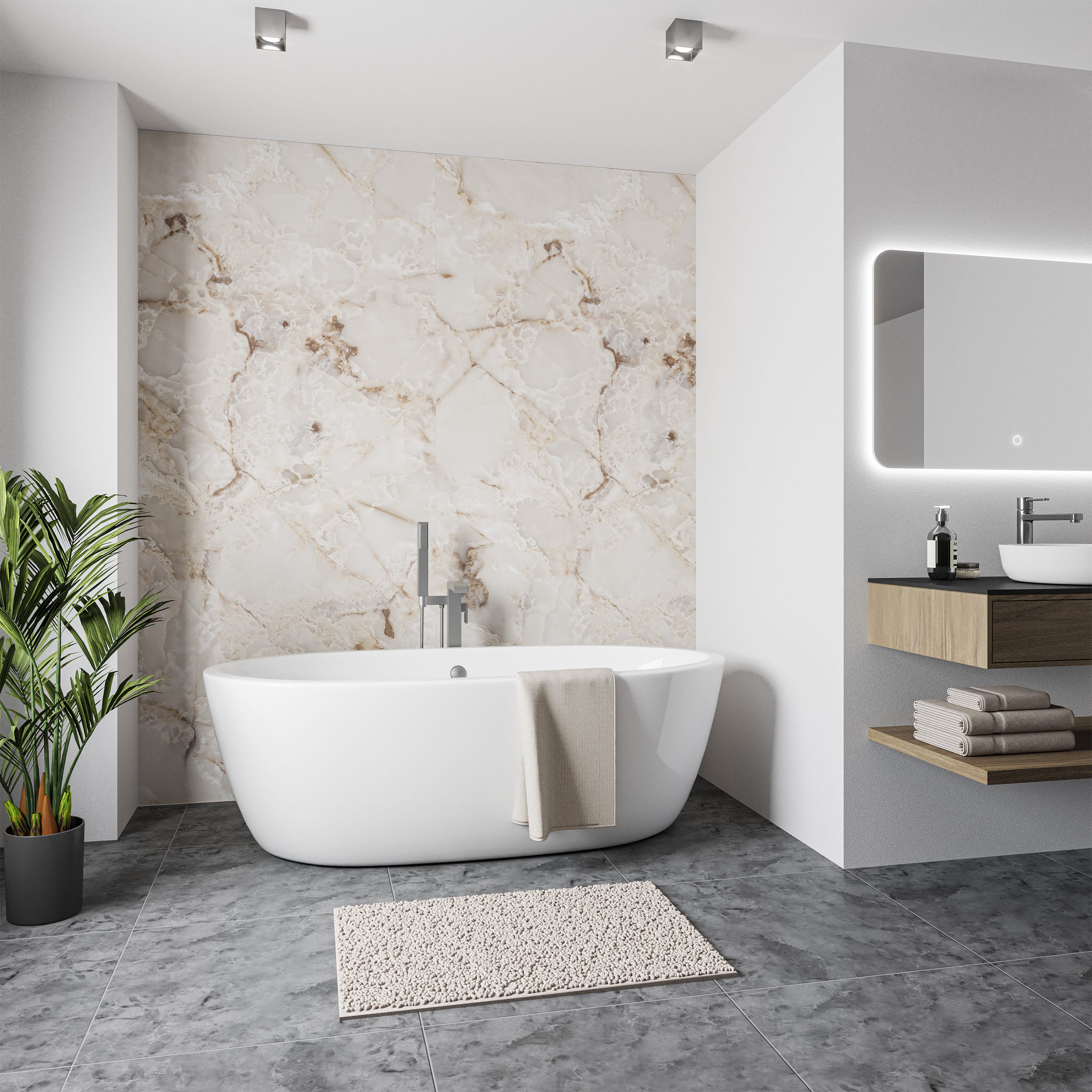 Wetwall Elite Rose Onyx 3 Sided Shower Panel Kit - 1200 x 900mm