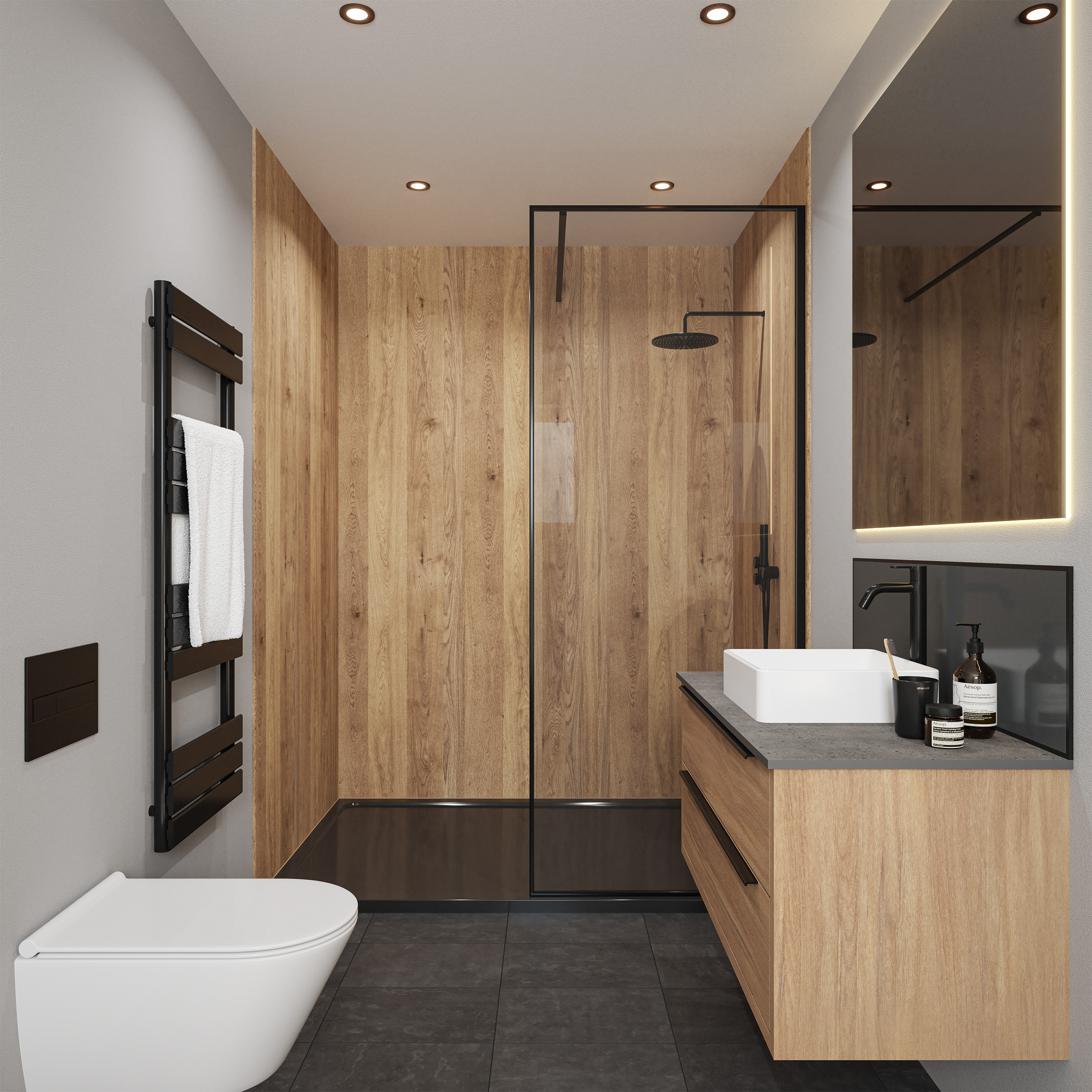 Wetwall Elite Natural Oak Tongue & Groove Shower Panel - 2420 x 600 x 10mm