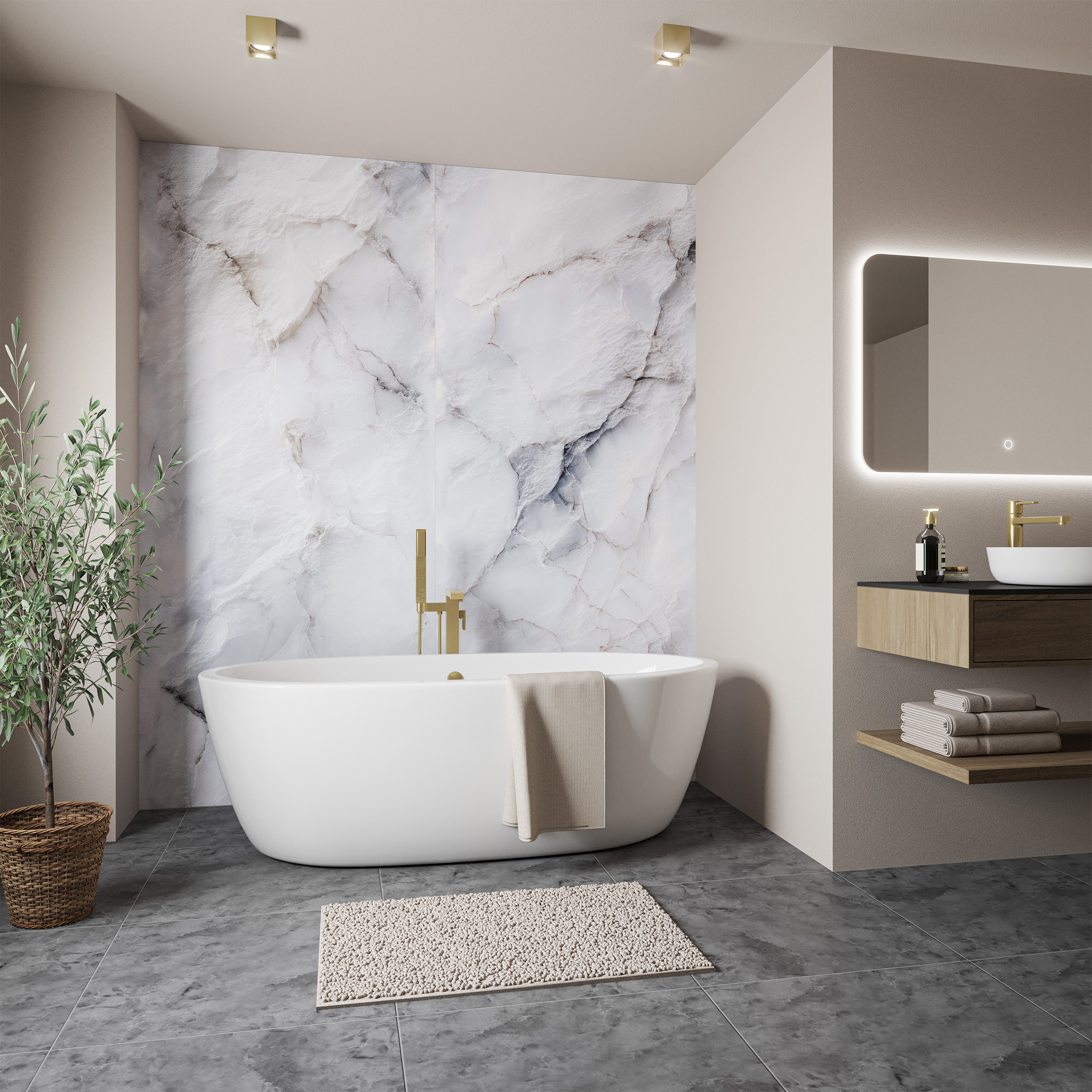 Wetwall Elite Eldon Marble Sequence 3 Sided Shower Panel Kit - 1700 x 900mm