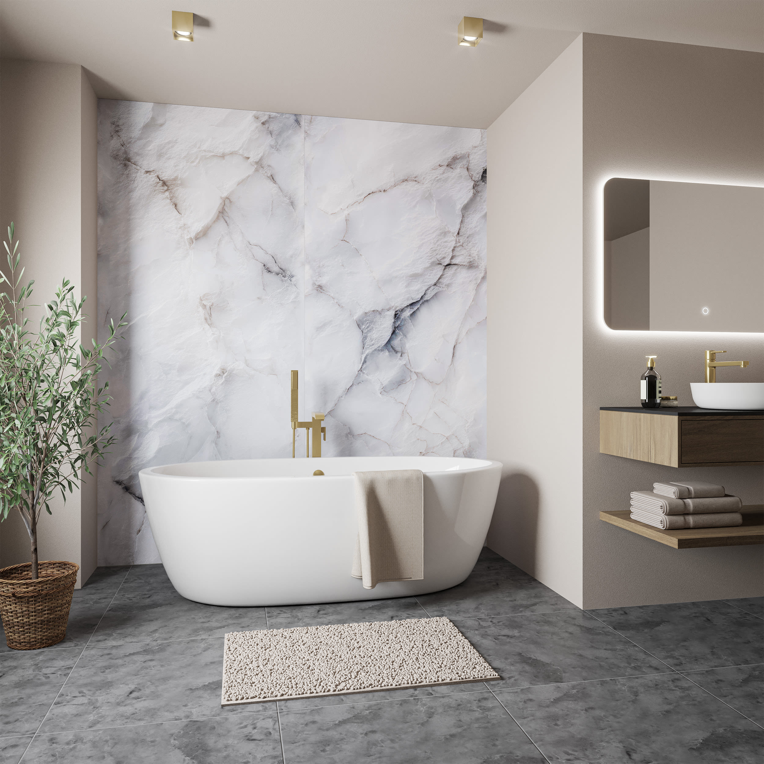 Wetwall Elite Eldon Marble Sequence 3 Sided Shower Panel Kit - 1700 x 900mm