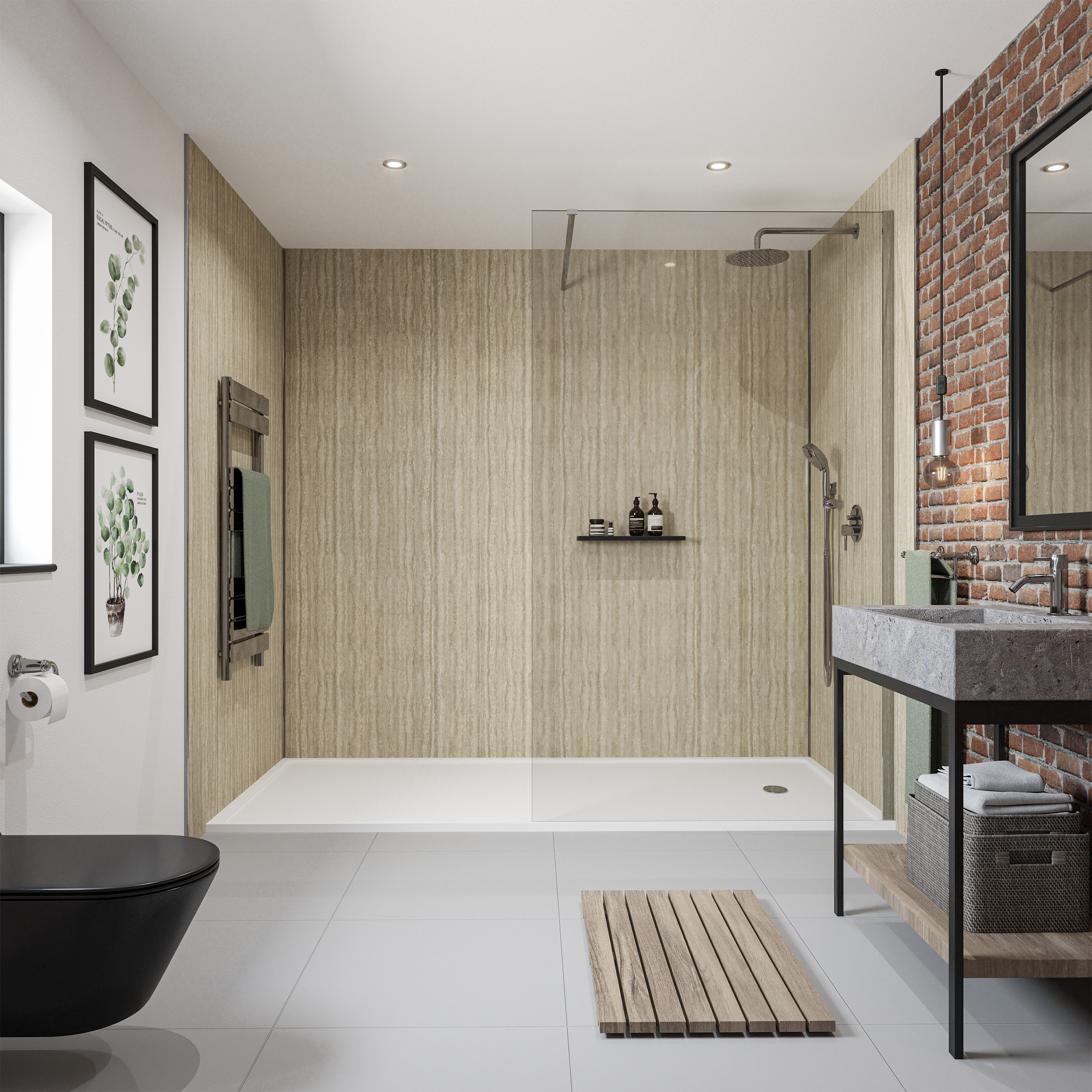 Wetwall Mermaid Taj Mahal Marble 2 Sided Shower Panel Kit - 1700 x 900mm