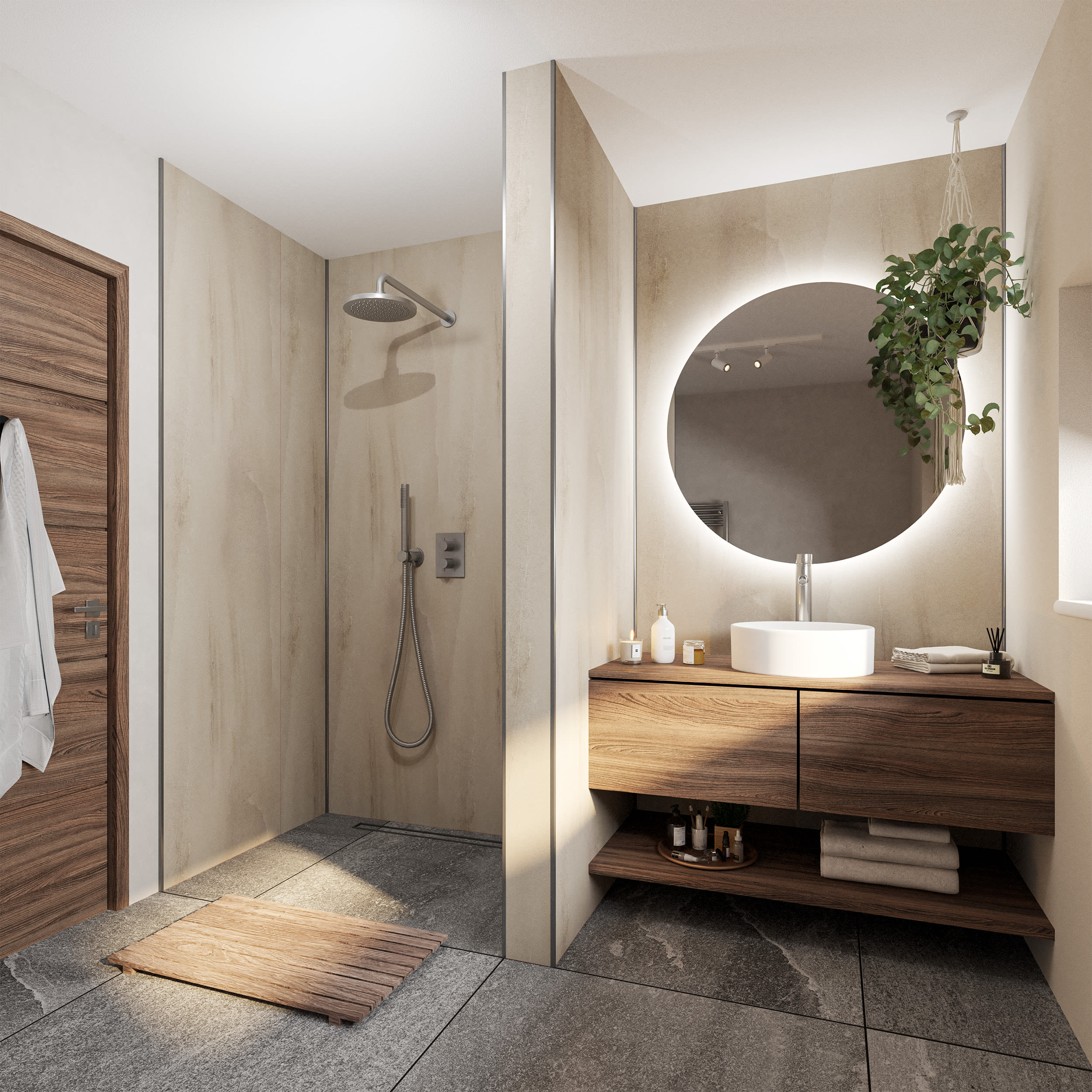 Wetwall Mermaid Baked Earth 2 Sided Shower Panel Kit - 900 x 900mm