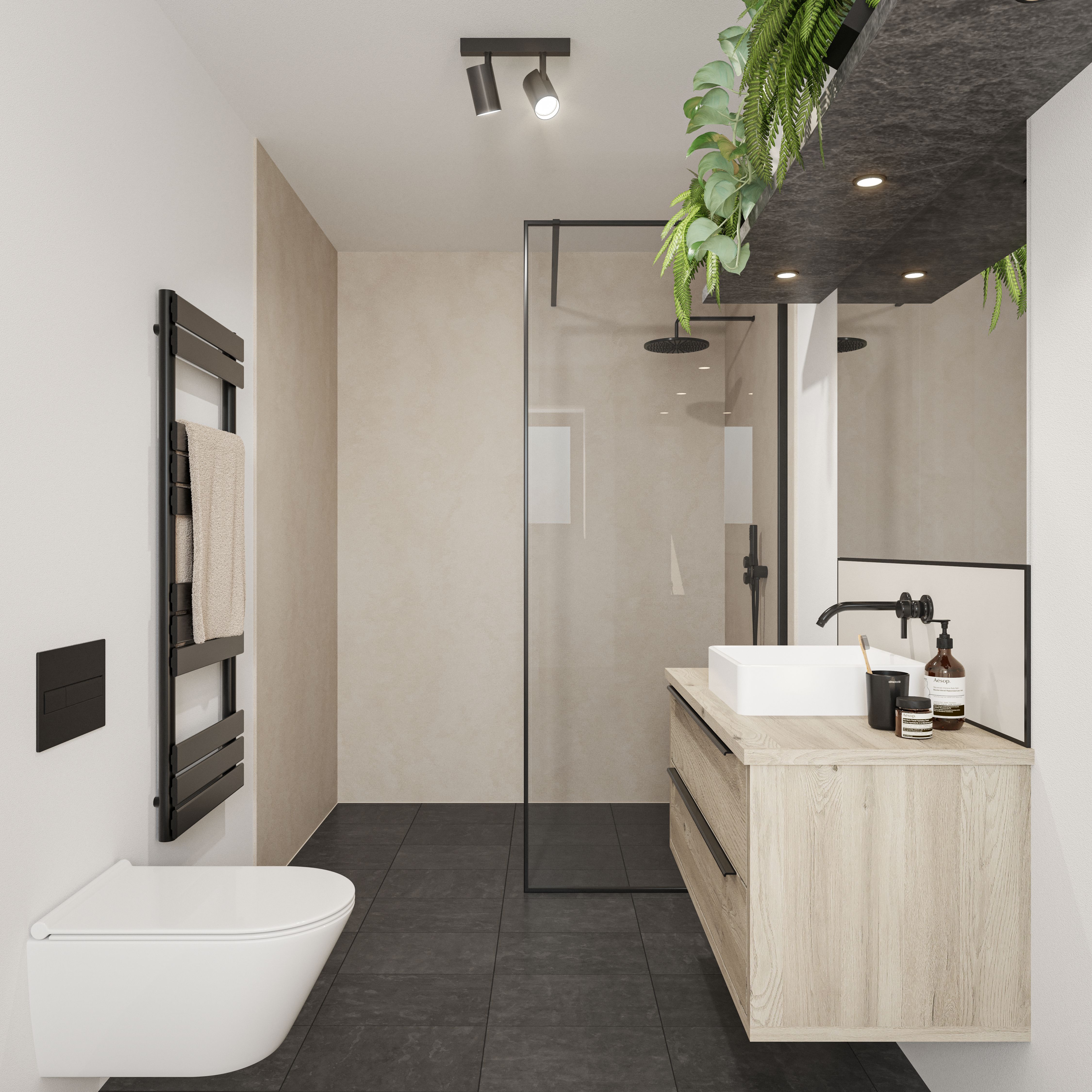 Wetwall Mermaid Ivory Travertine 2 Sided Shower Panel Kit - 1700 x 900mm