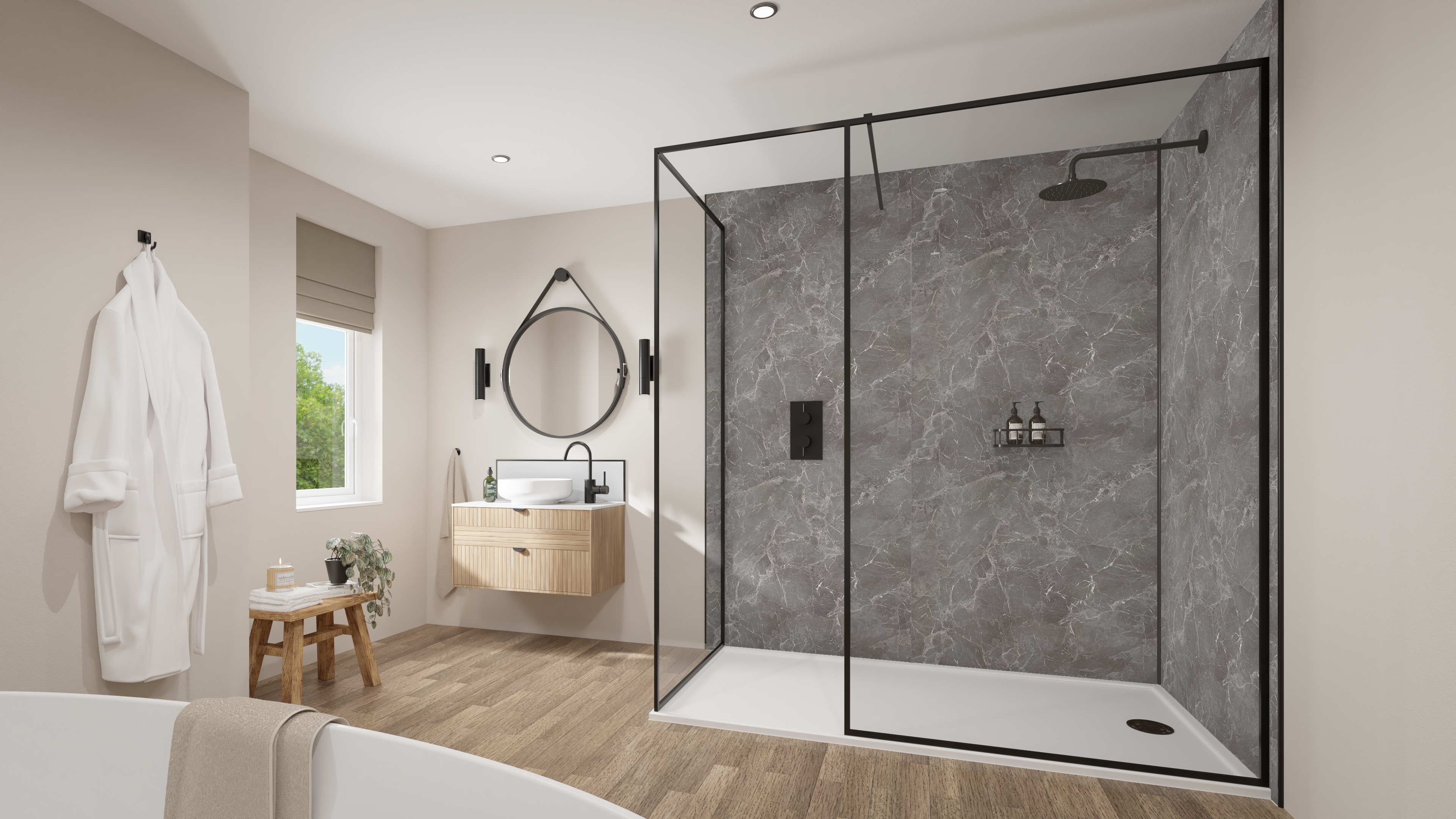 Wetwall Mermaid Snowdonia Tongue & Groove Shower Panel - 2420 x 1185 x 11mm