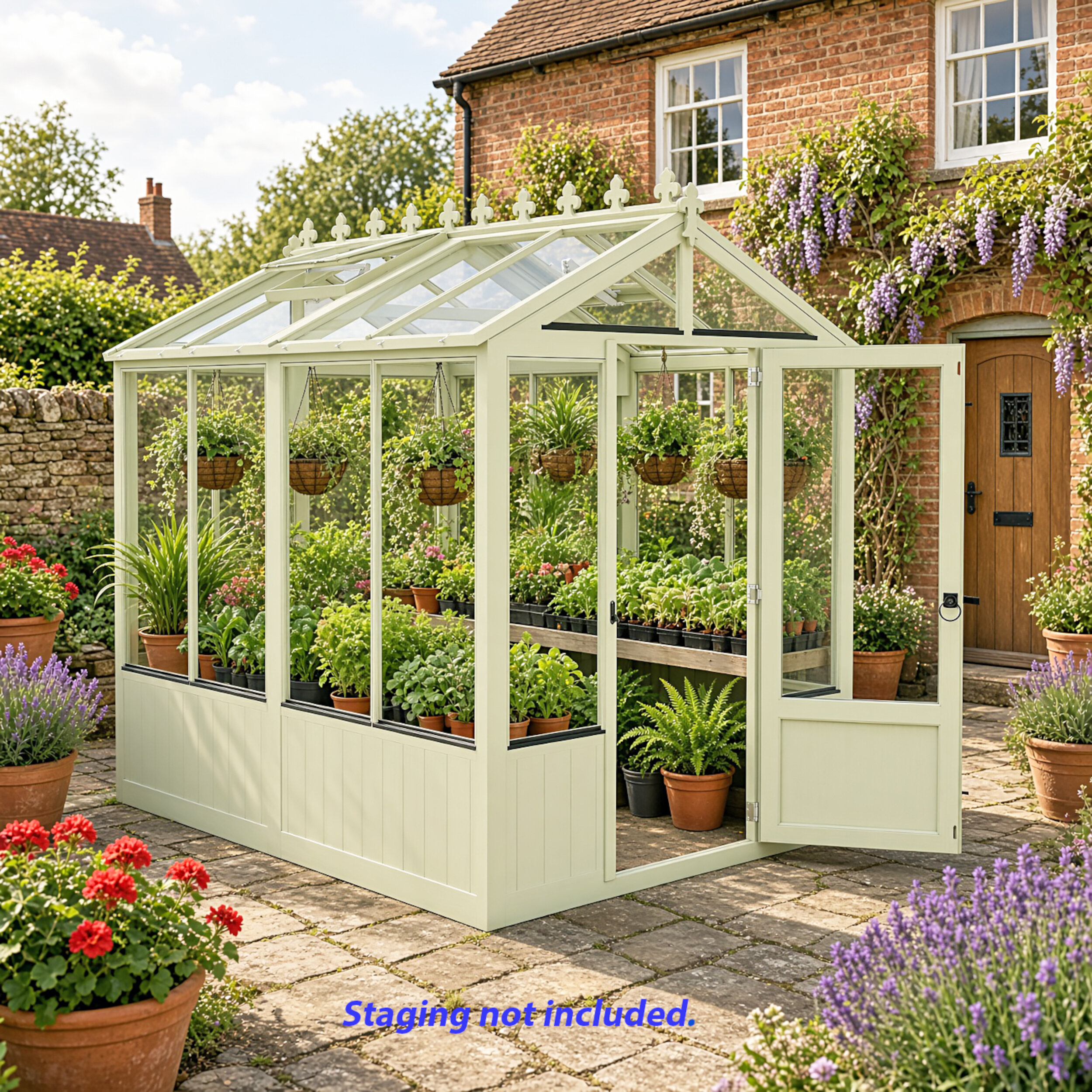 Shire Holkham Painted Green Greenhouse - 6 x 8ft