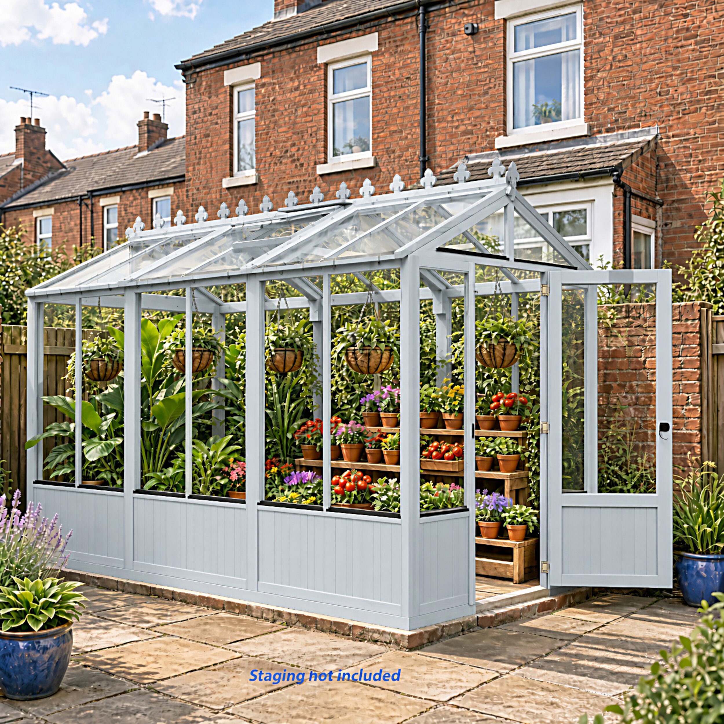 Shire Holkham Painted Blue Greenhouse - 6 x 12ft