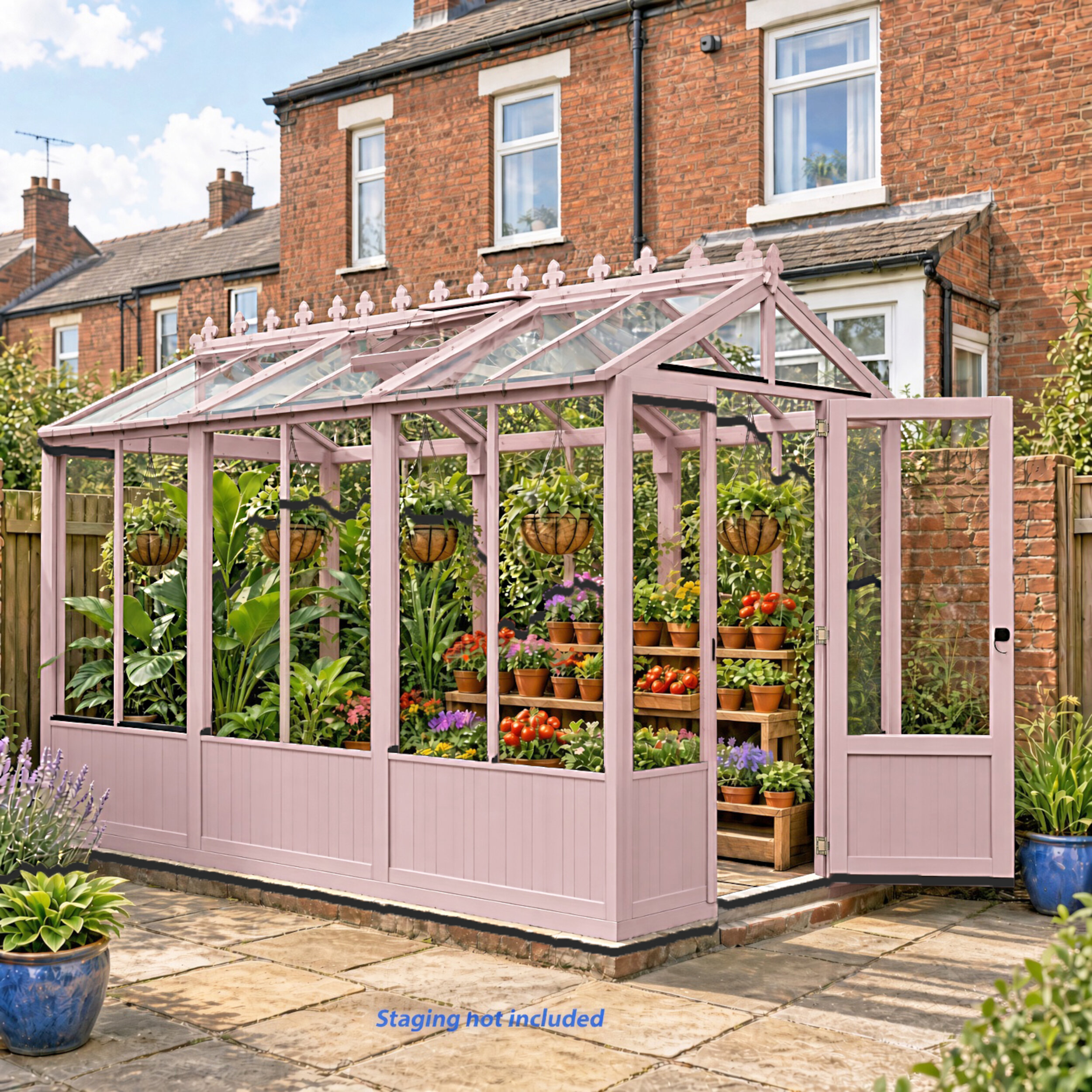 Shire Holkham Painted Pink Greenhouse - 6 x 12ft