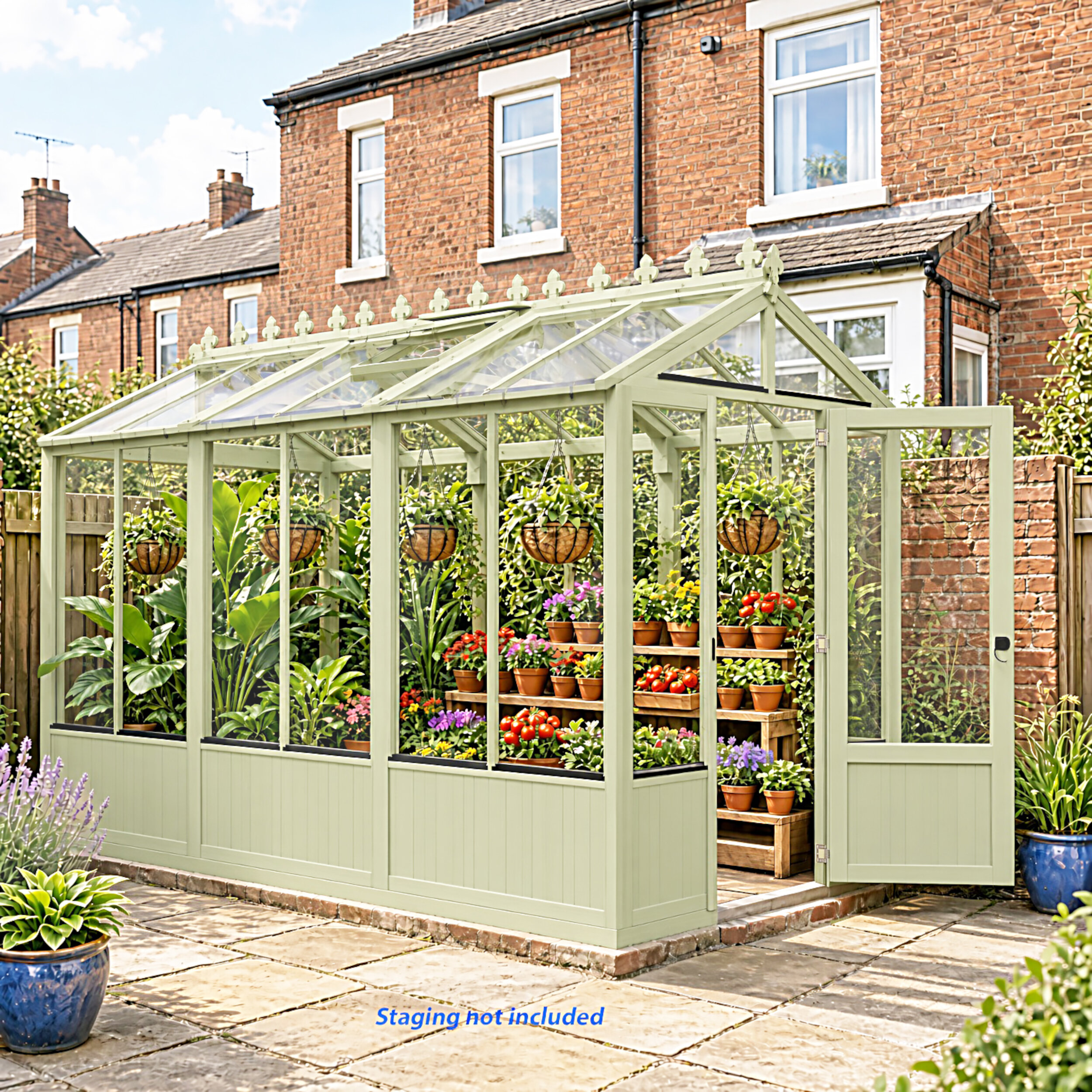 Shire Holkham Painted Green Greenhouse - 6 x 12ft