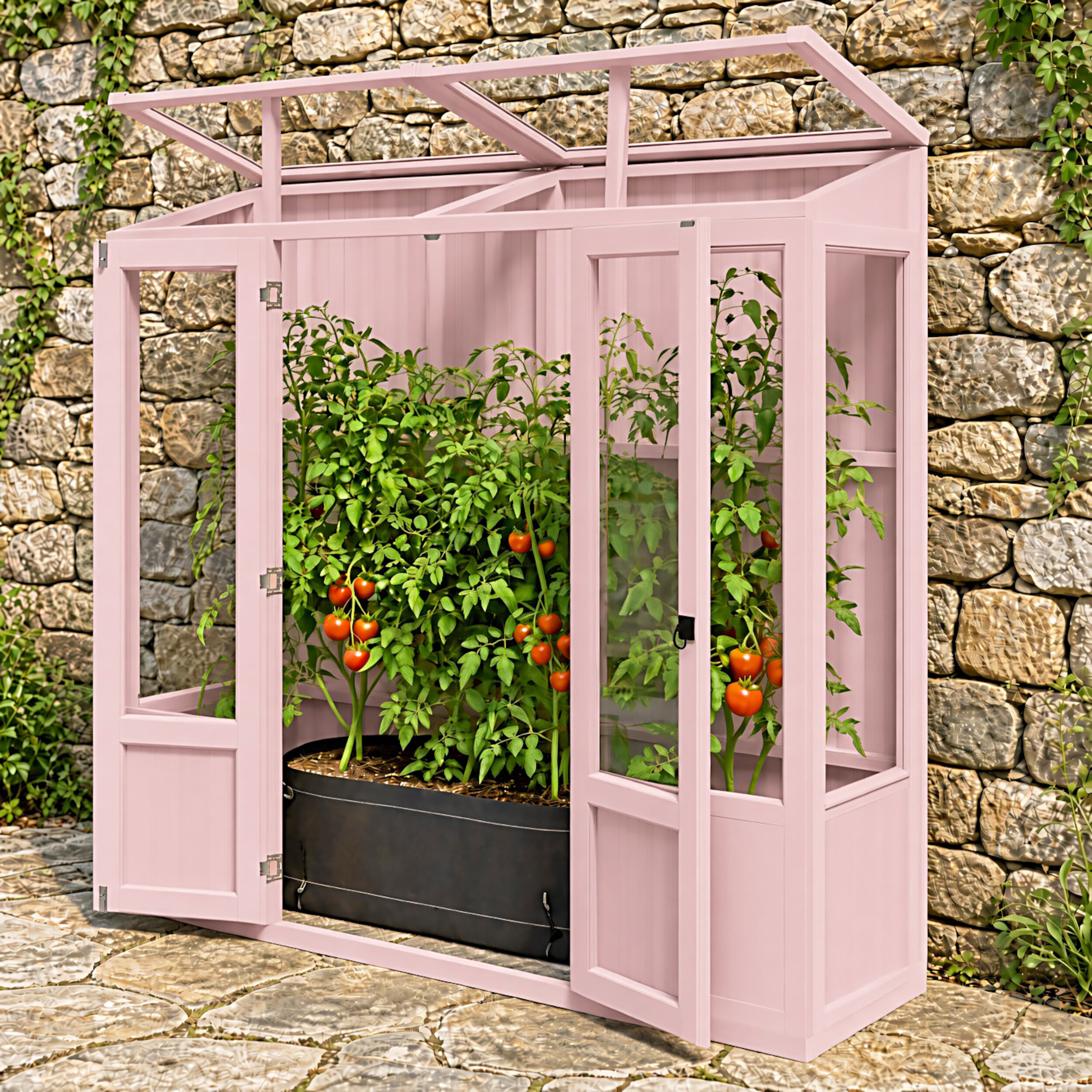 Shire Holme Painted Pink Greenhouse - 7 x 2ft
