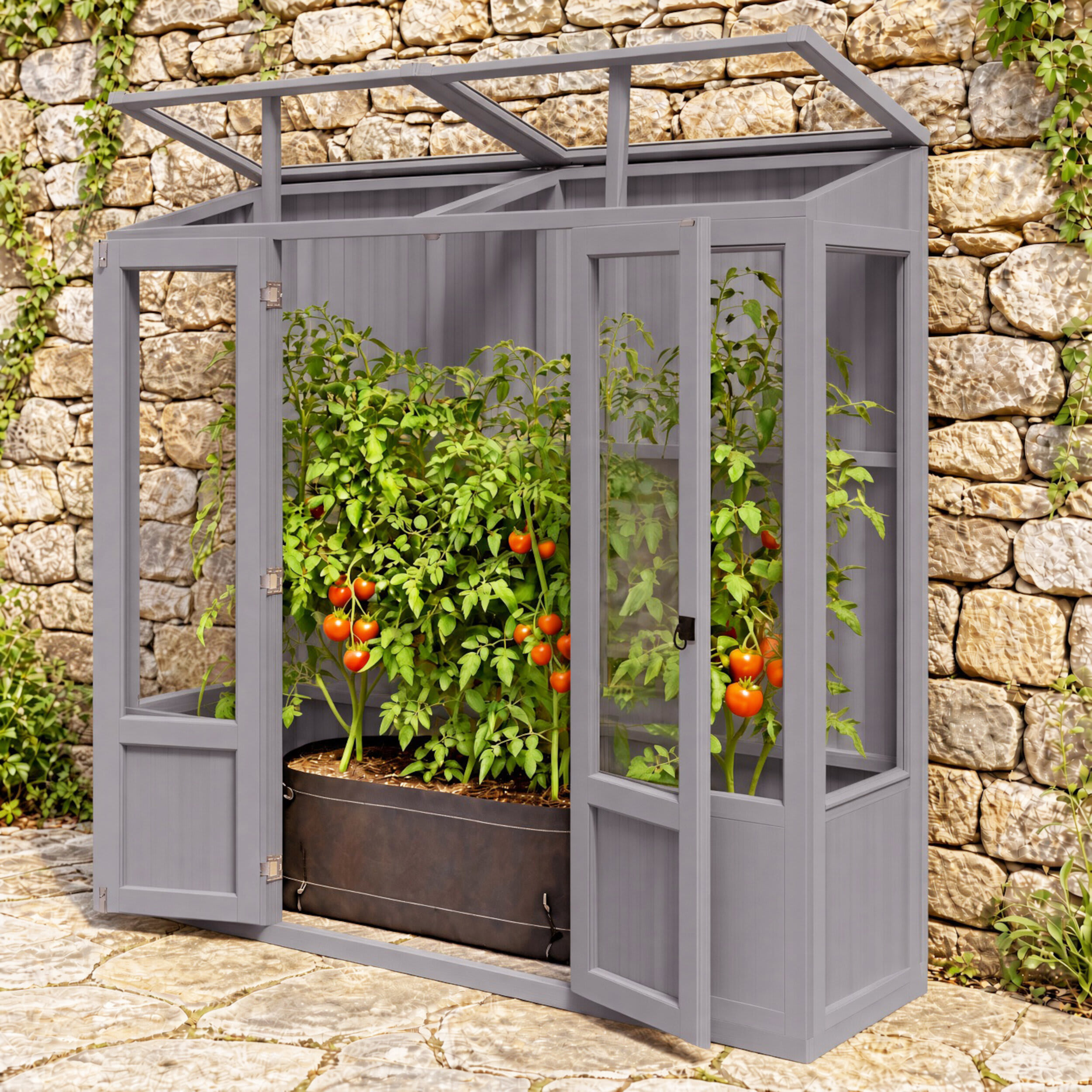 Shire Holme Painted Mauve Greenhouse - 7 x 2ft