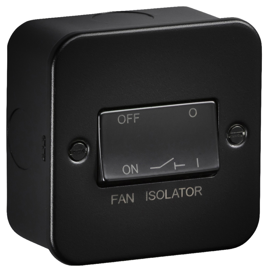 Knightsbridge Metal Clad 10A 1 Gang Fan Isolator Switch - Textured Black