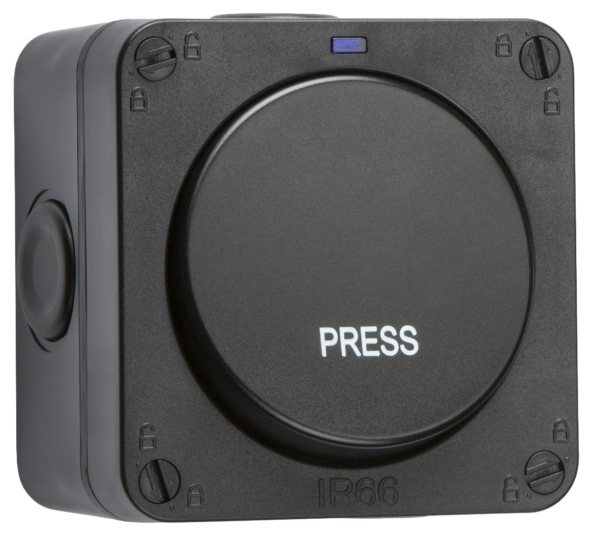 Knightsbridge IP66 20AX 1 Gang 1 Way Retractive Switch - Black