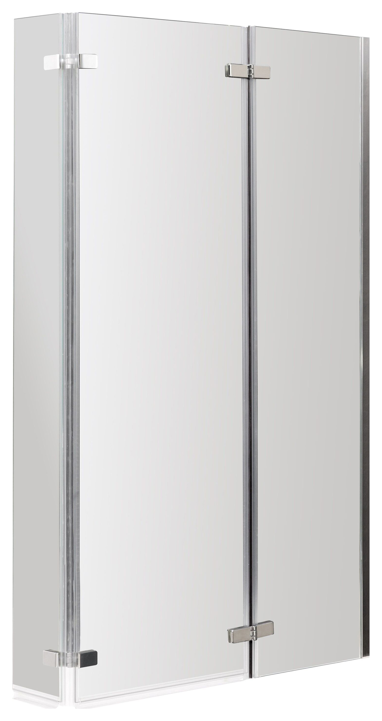 Balterley 5mm Centrally Hinged L-Shaped Chrome Bath Screen with Hinged Return - 1400 x 760mm