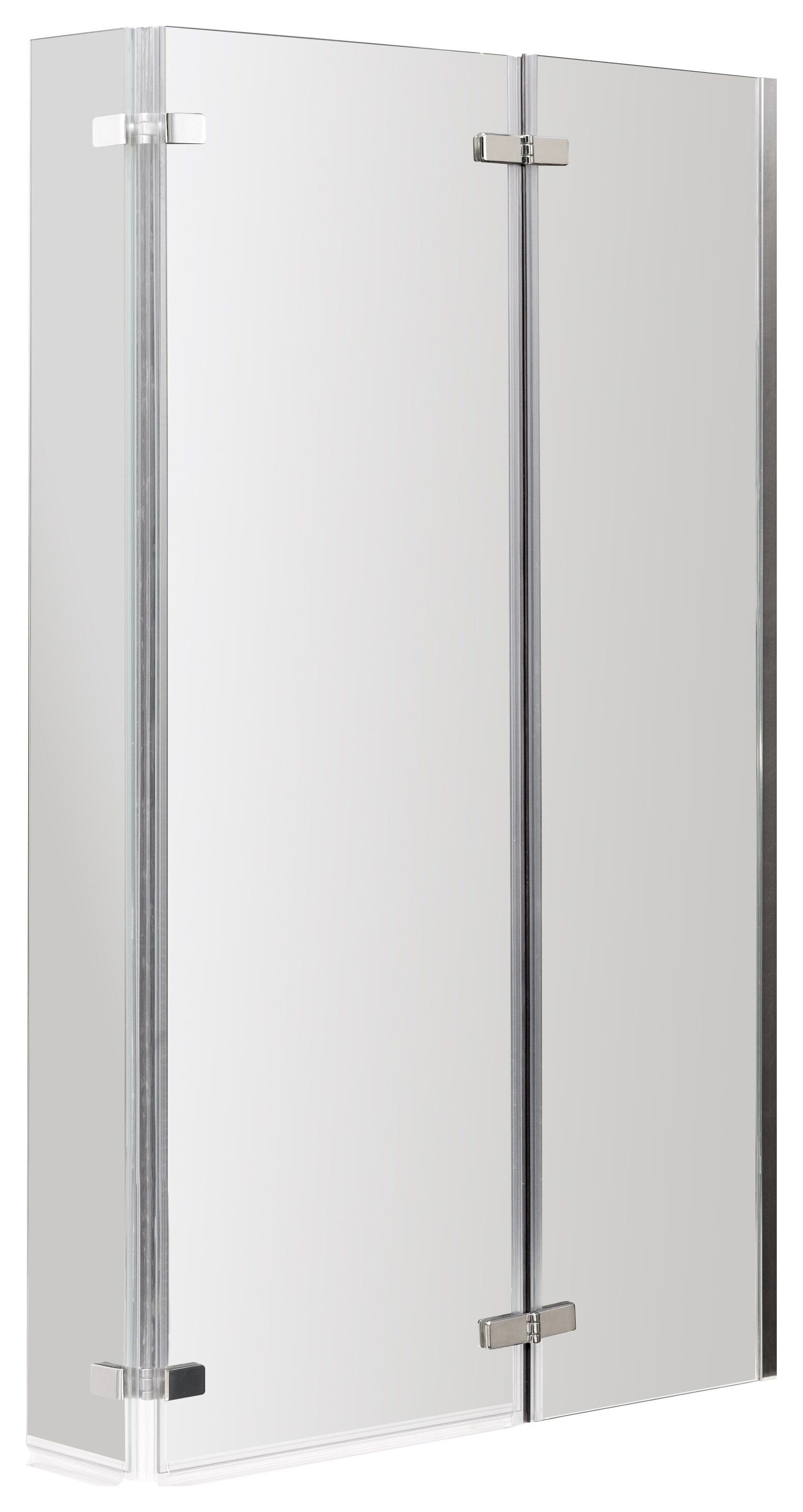 Balterley 6mm Centrally Hinged L-Shaped Chrome Bath Screen with Hinged Return - 1400 x 812mm