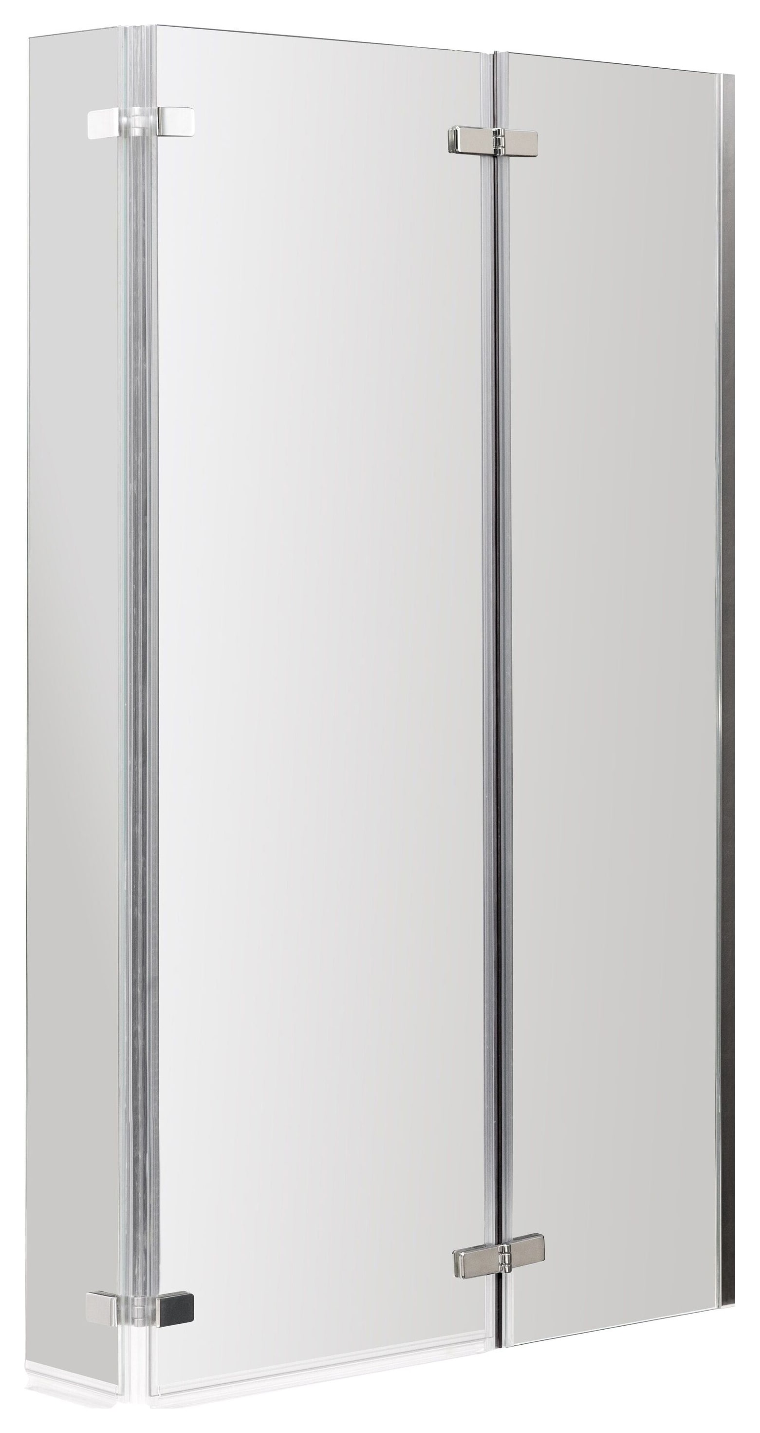 Balterley 6mm Centrally Hinged L-Shaped Chrome Bath Screen with Hinged Return - 1400 x 812mm