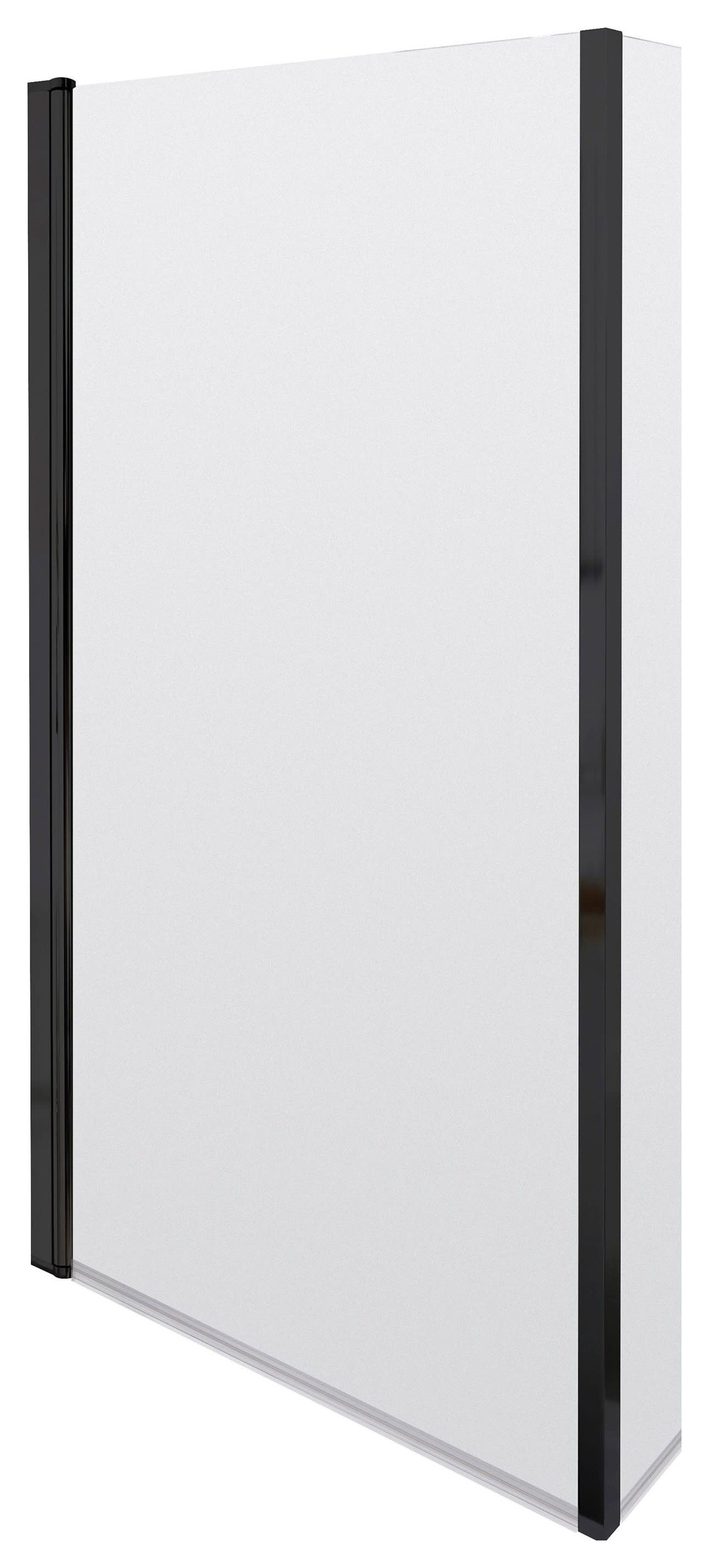 Balterley 6mm Hinged L-Shaped Matt Black Bath Screen - 1430 x 795mm