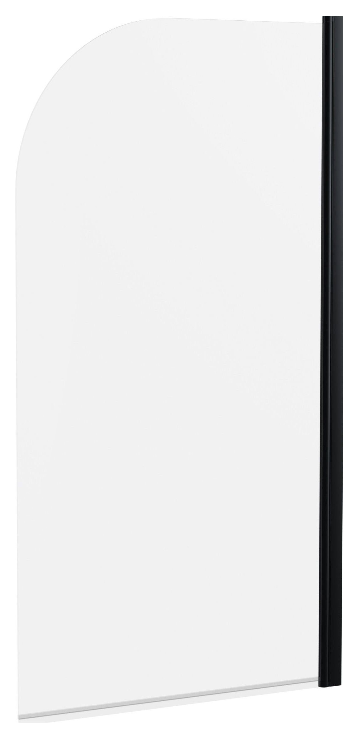 Balterley 6mm Round Hinged Matt Black Bath Screen - 1430 x 790mm