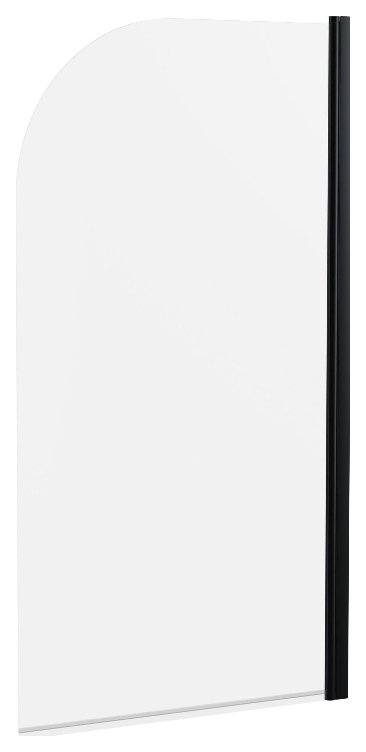 Balterley 6mm Round Hinged Matt Black Bath Screen - 1430 x 790mm