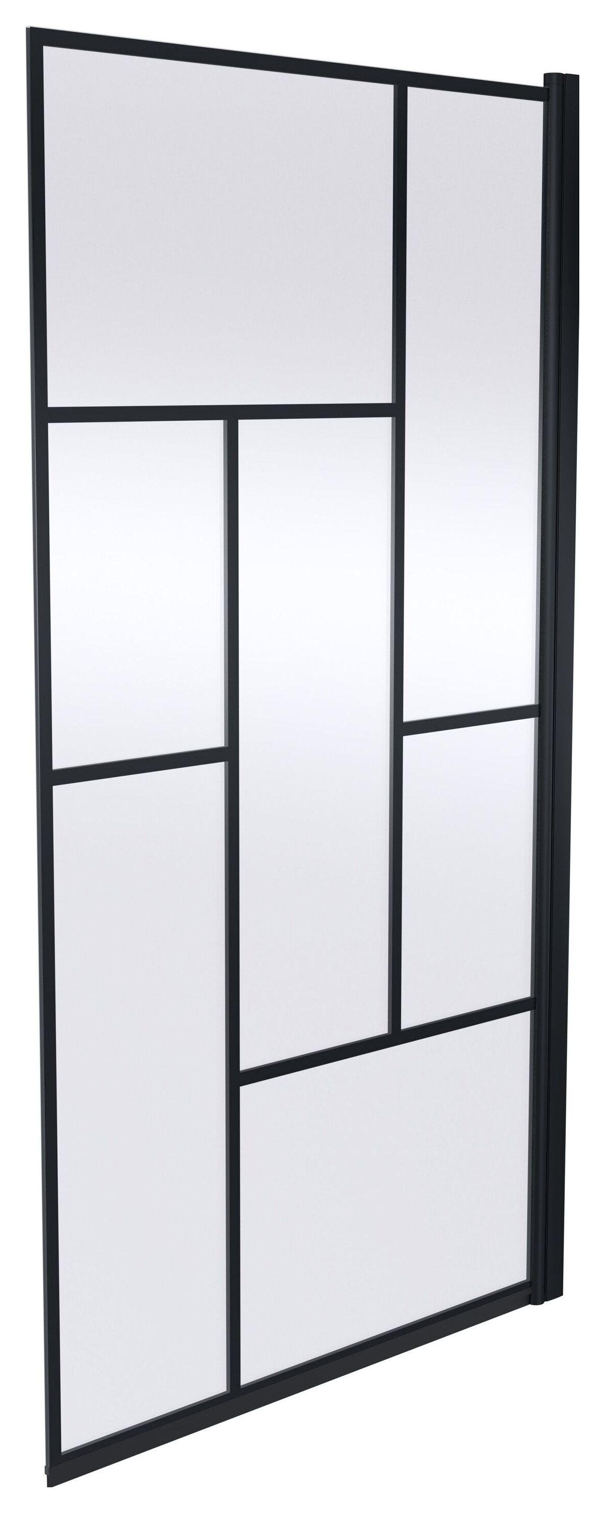 Balterley 6mm Hinged Matt Black Abstract Bath Screen - 1430 x 790mm