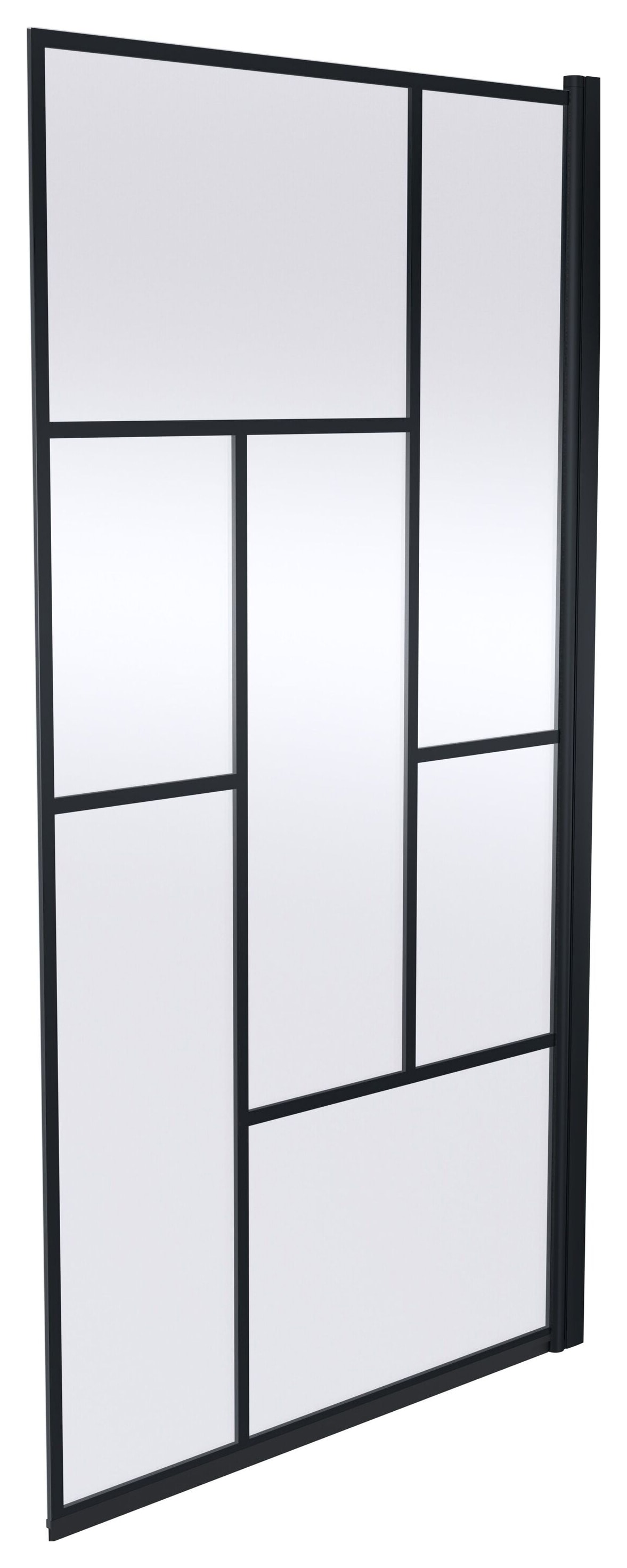 Balterley 6mm Hinged Matt Black Abstract Bath Screen - 1430 x 790mm