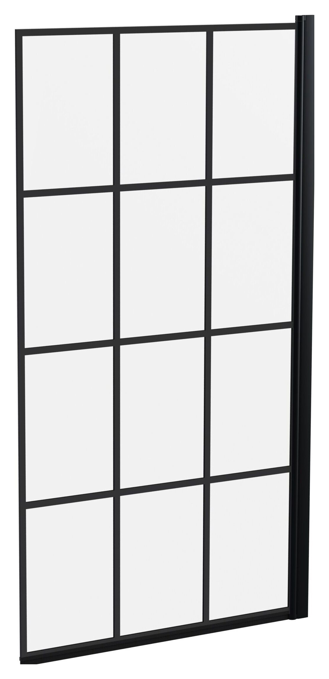 Balterley 6mm Hinged Matt Black Panel Bath Screen - 1430 x 790 x 38mm