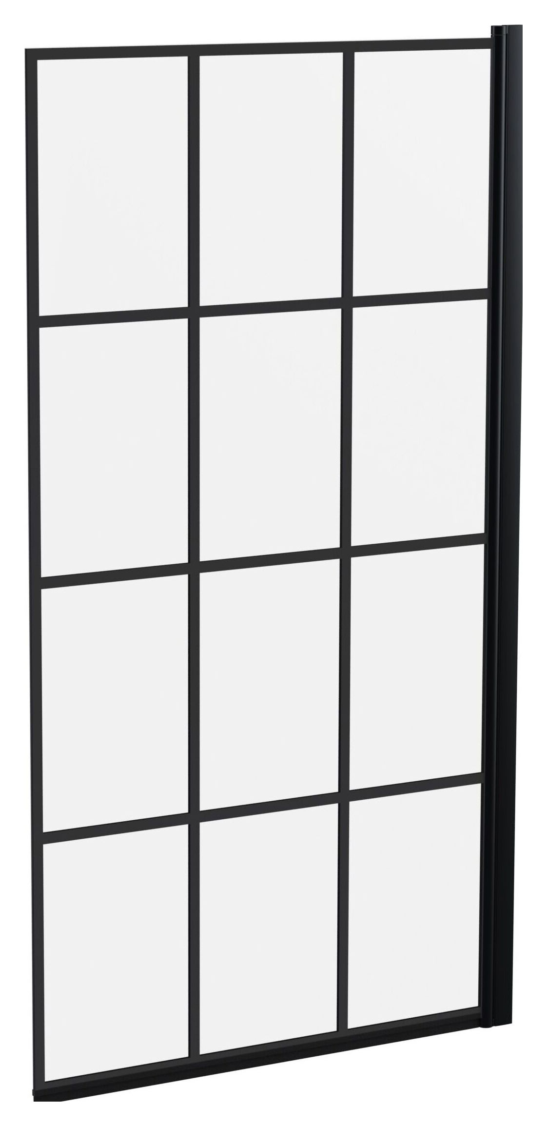 Balterley 6mm Hinged Matt Black Panel Bath Screen - 1430 x 790 x 38mm