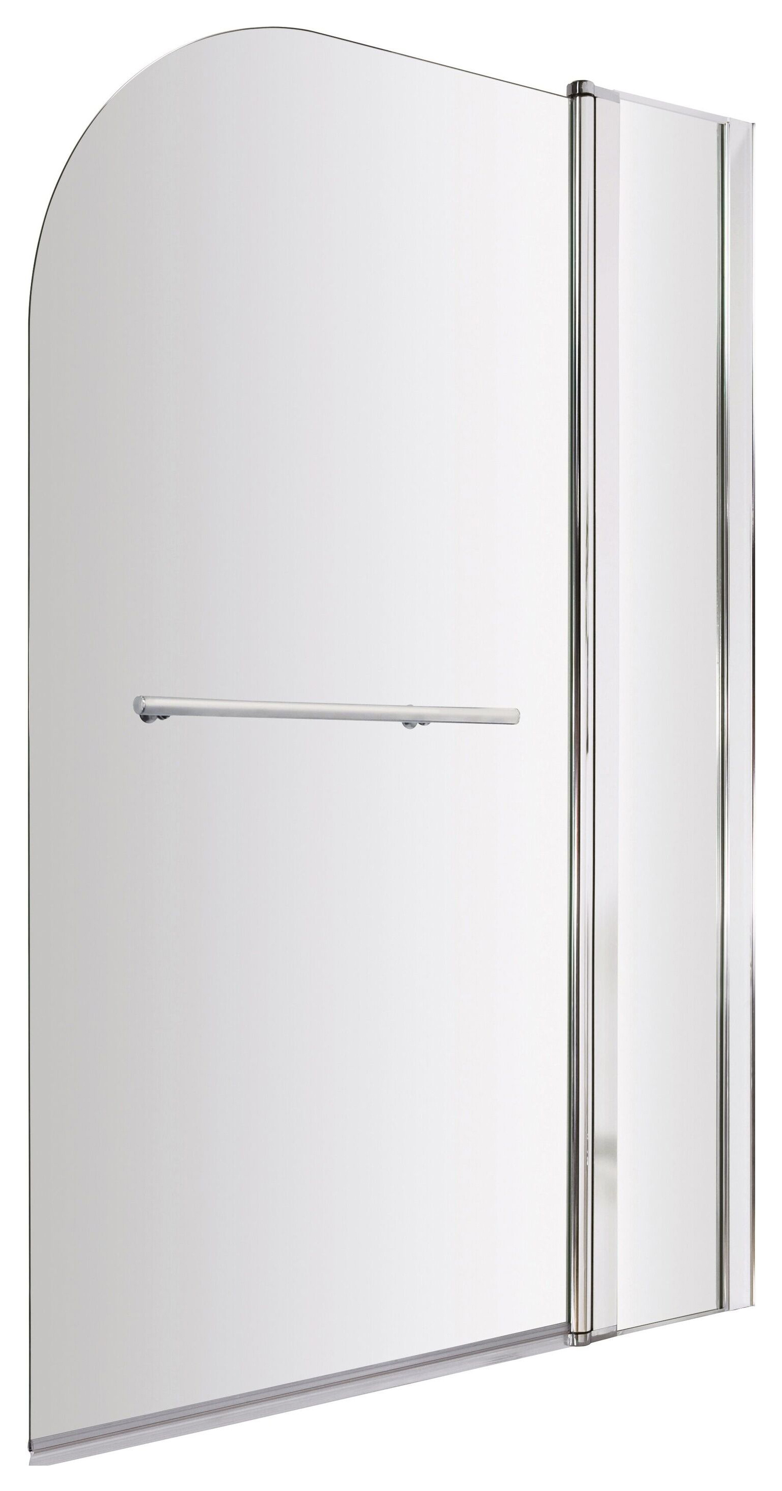 Balterley 6mm Round Hinged Chrome Bath Screen with Rail and Fixed Panel - 1433 x 998mm